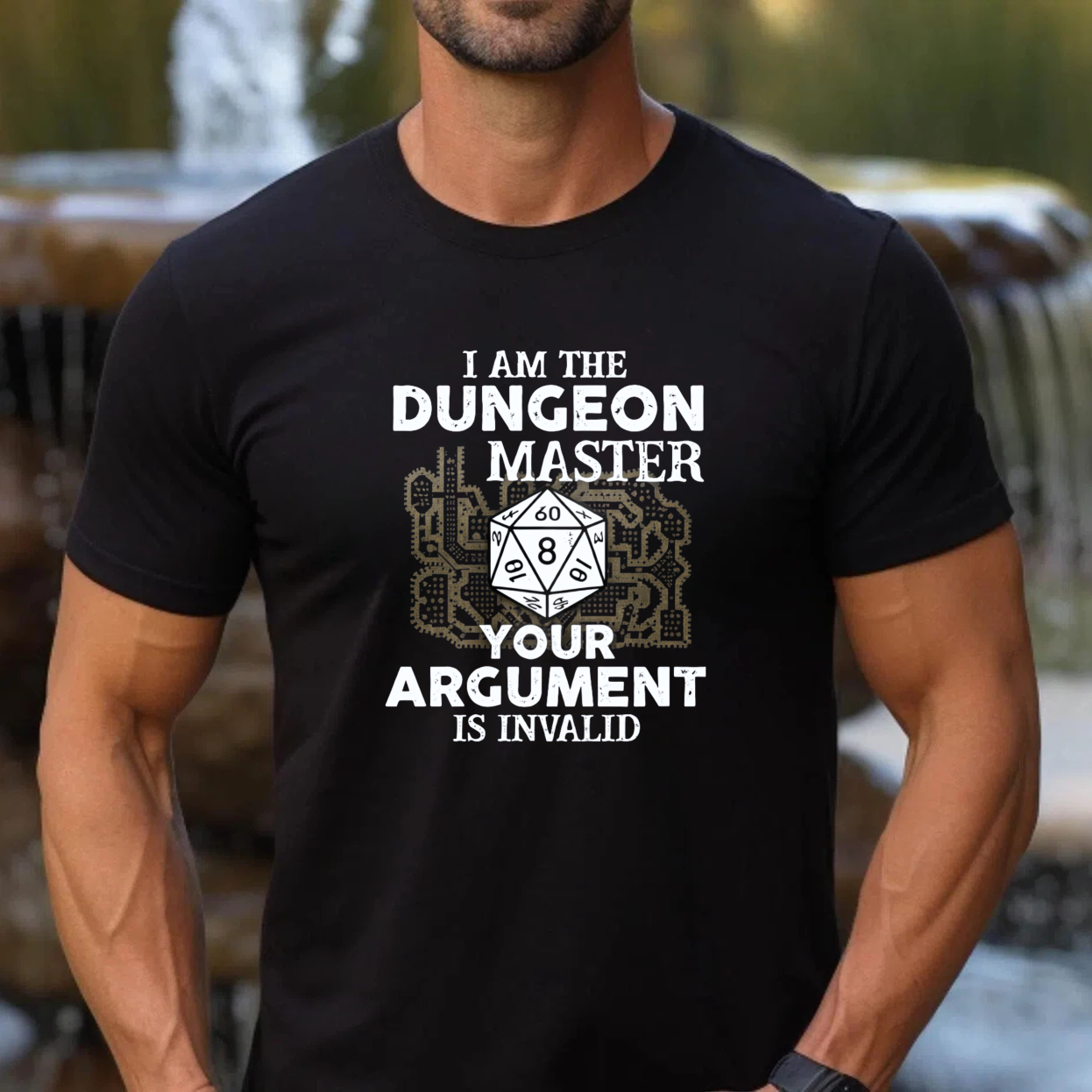TEECURENT I Am The Dungeon Master Your Argument Is Invalid D20 Dice T-Shirt For Dnd Gamers Role Playing Game Rpg Shirt