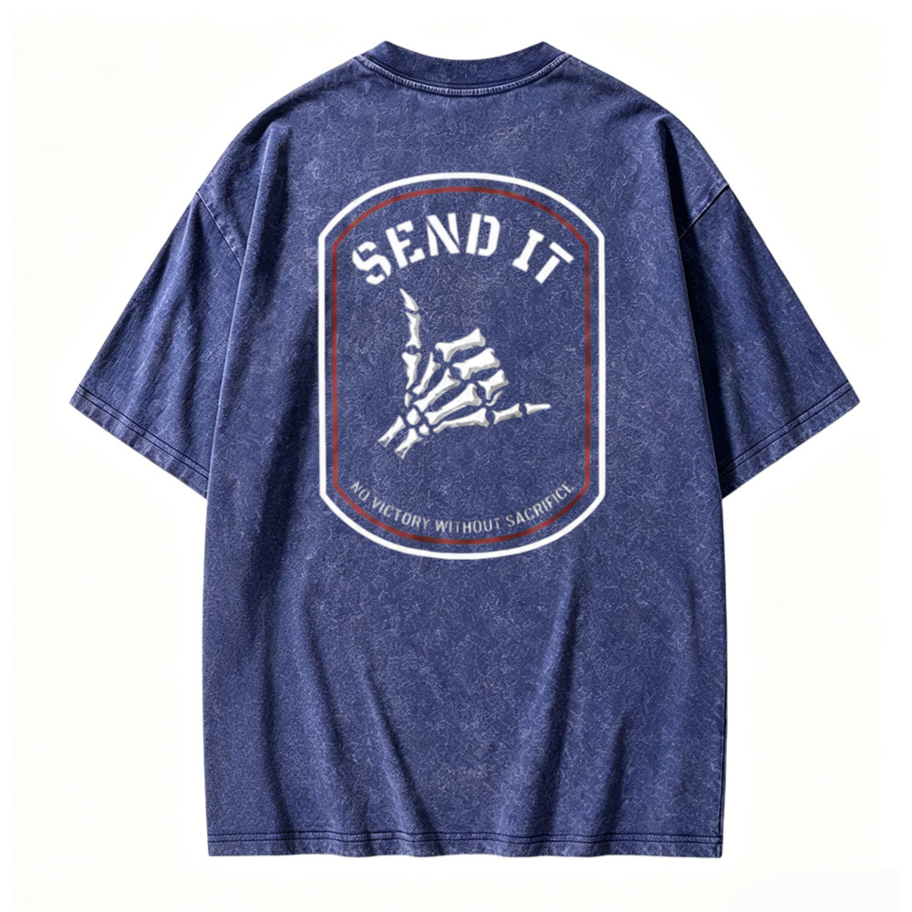 Send It Skeleton Hand Graphic Washed T-shirt