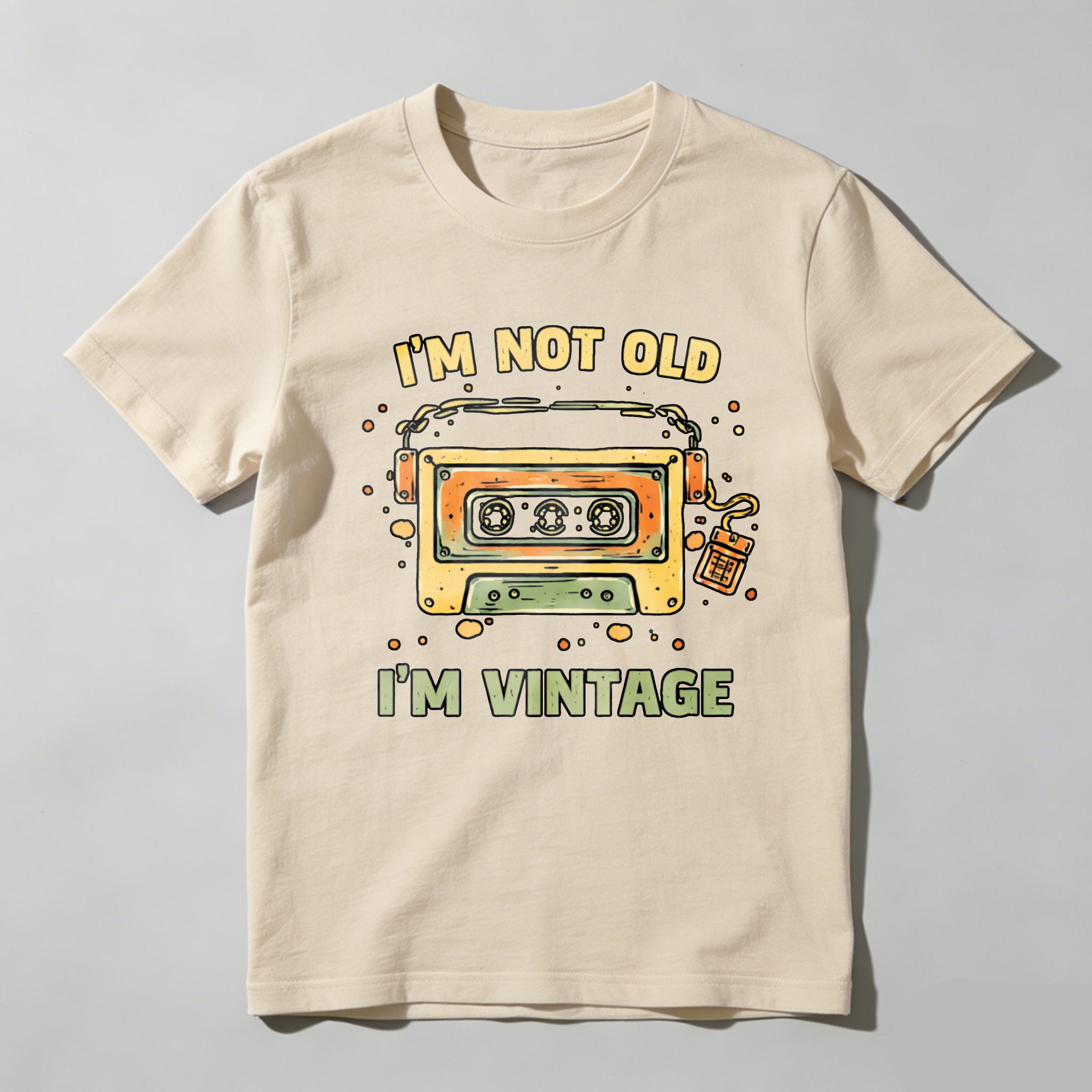 TEECURENTI M Not Old I M Vintage T Shirt With Cassette Tape Design Retro Humor Graphic Tee For Men Women Unisex Casual Wear-TeeCurent