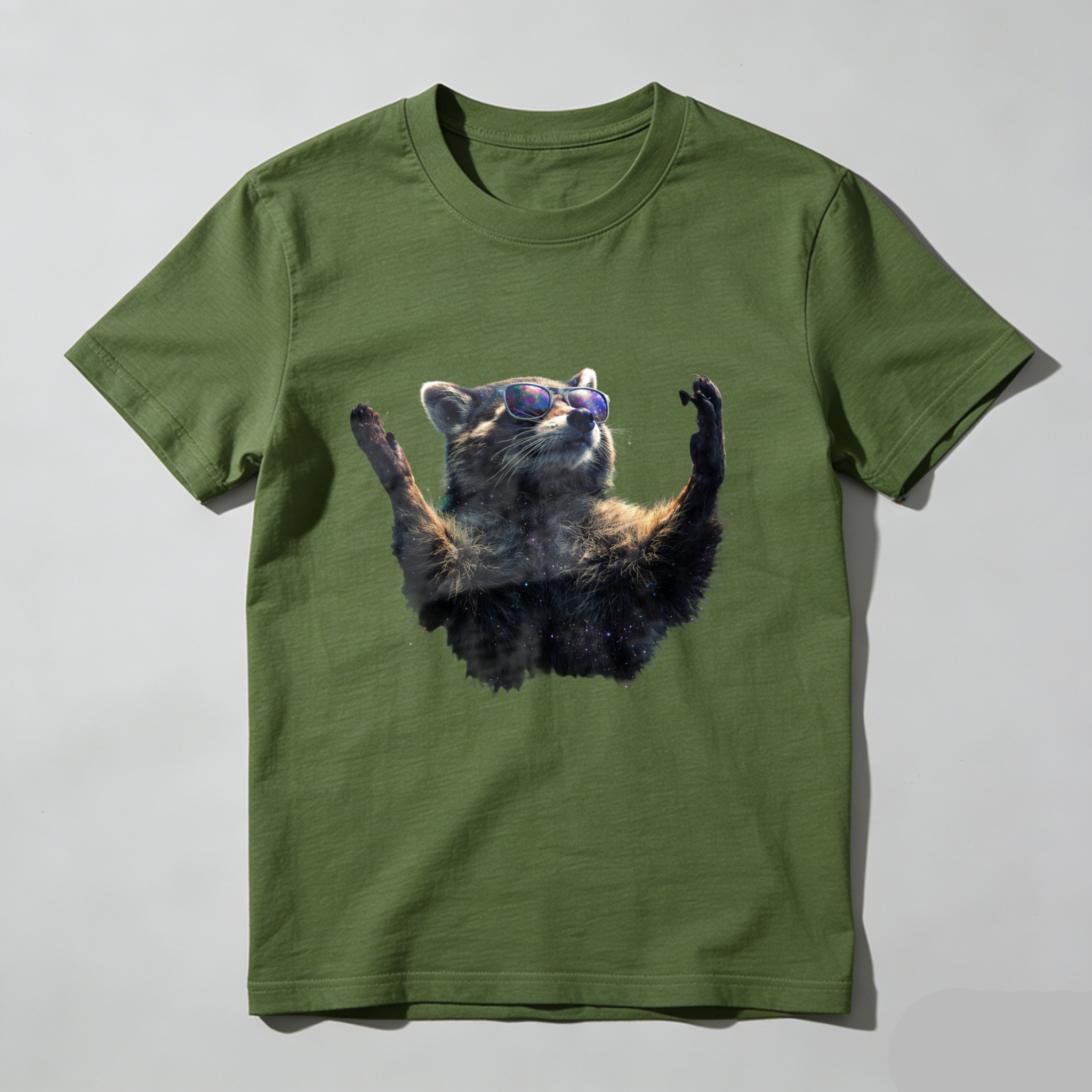 Cool Raccoon Wearing Sunglasses T-Shirt Fun Animal Graphic Design Black Shirt For Men Women Unisex Casual Wear