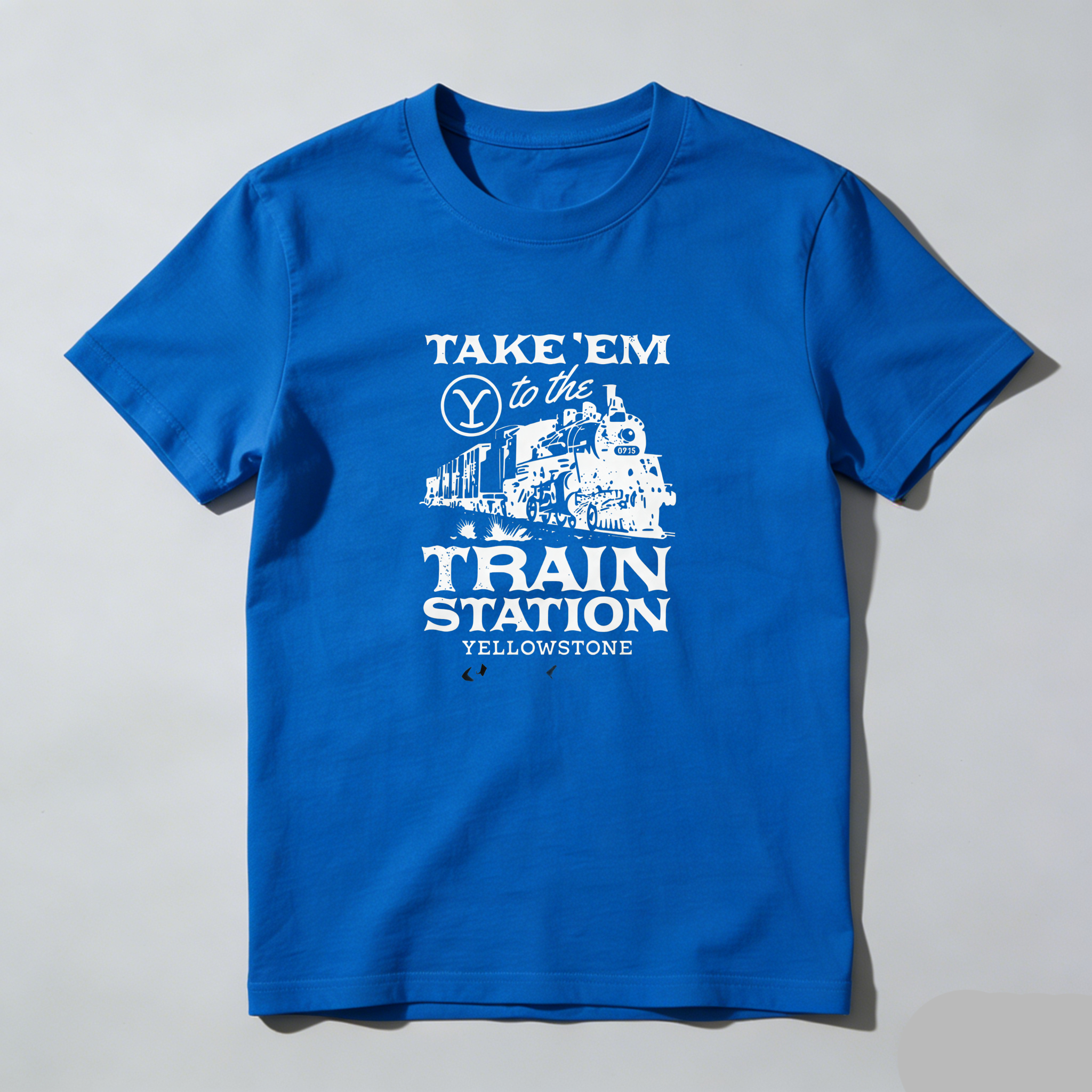 TEECURENT Take Em To The Train Station Yellowstone Pure Cotton Short Sleeve T Shirt-TeeCurent