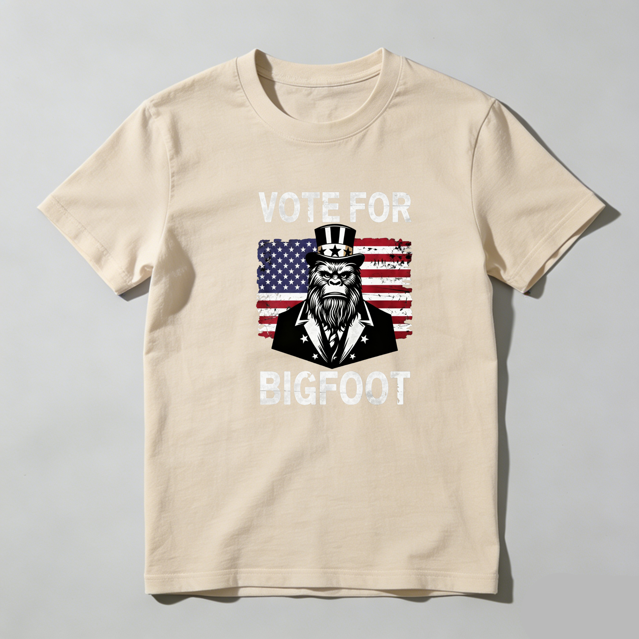 TEECURENT Vote For Bigfoot America Pure Cotton Short Sleeve T Shirt-TeeCurent