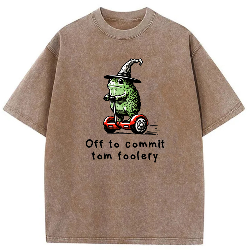 Frog Wizard On Scooter Tom Foolery tshirt 100% cotton