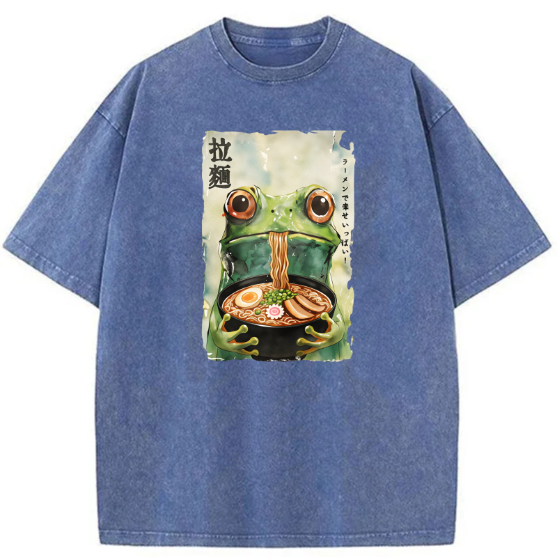 Frog Eating Ramen With Noodles And Egg tshirt 100% cotton
