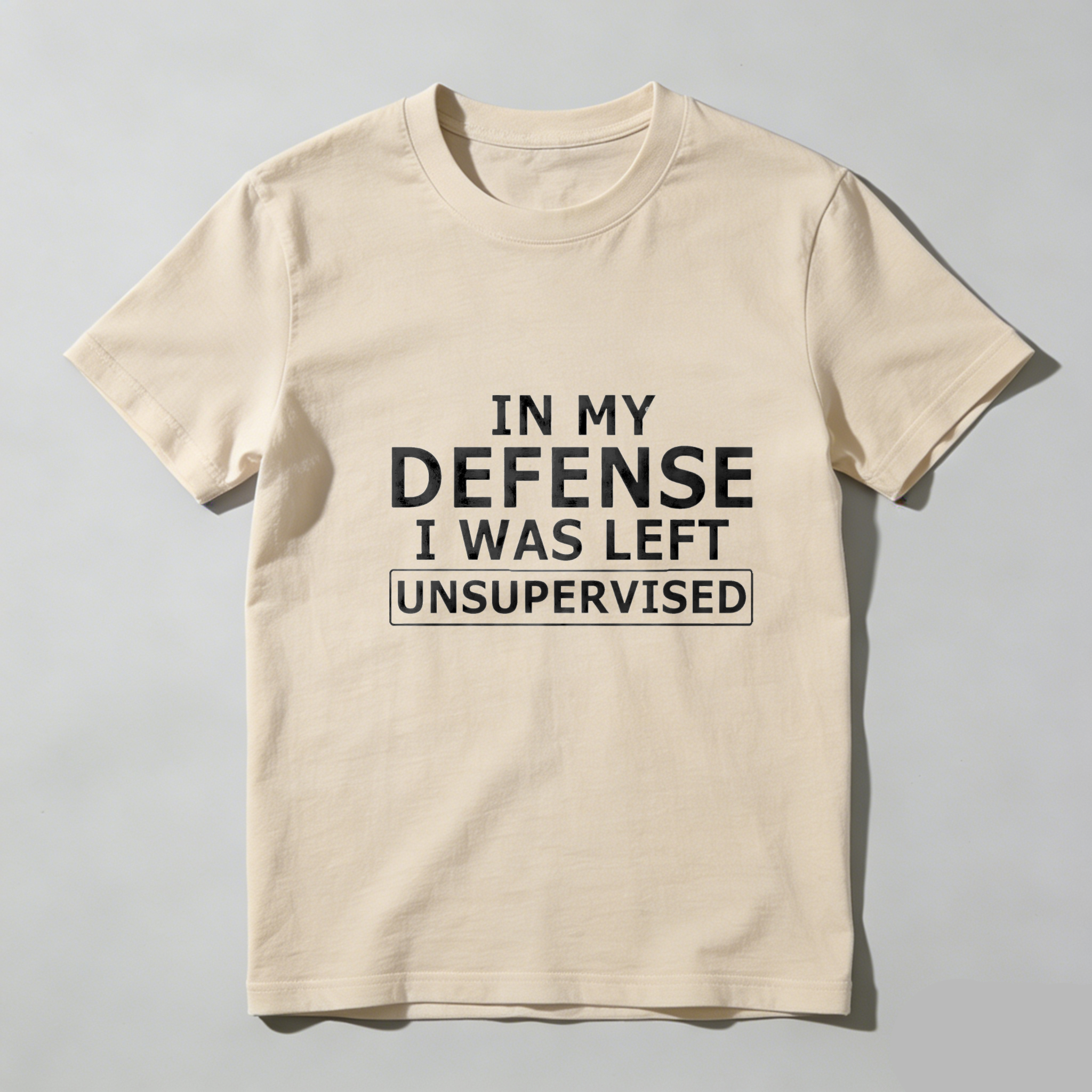 TEECURENT In My Defense I Was Left Unsupervised Pure Cotton Short Sleeve T Shirt-TeeCurent