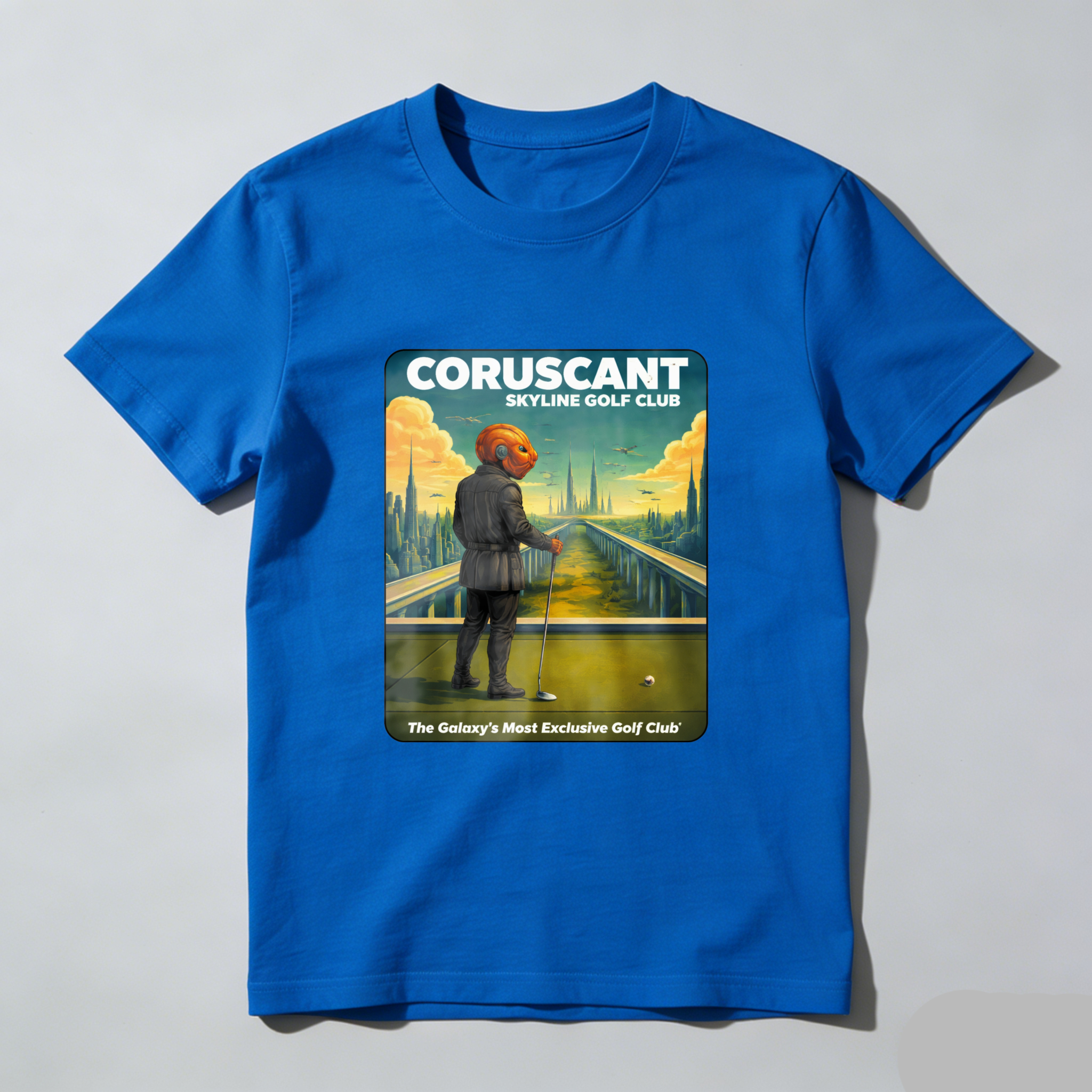 TEECURENT Coruscant Skyline Golf Club Star Wars Inspired T-Shirt Galaxy Exclusive Golf Course Design Black Men's Shirt