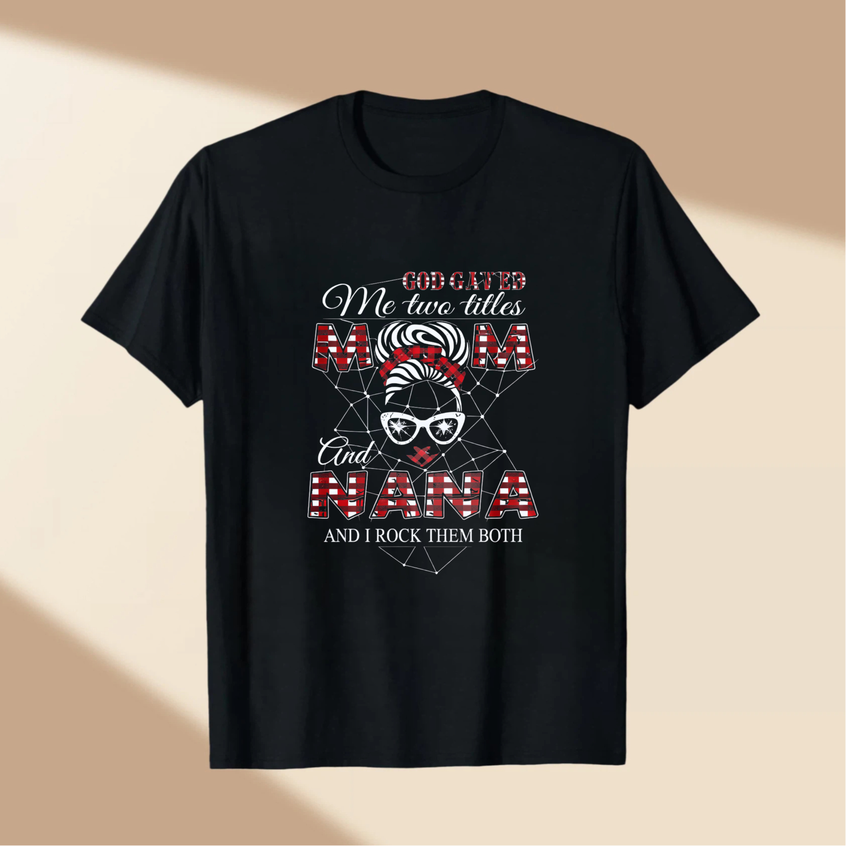 TEECURENT God Gave Me Two Titles Mom And Nana And I Rock Them Both T Shirt WOMEN