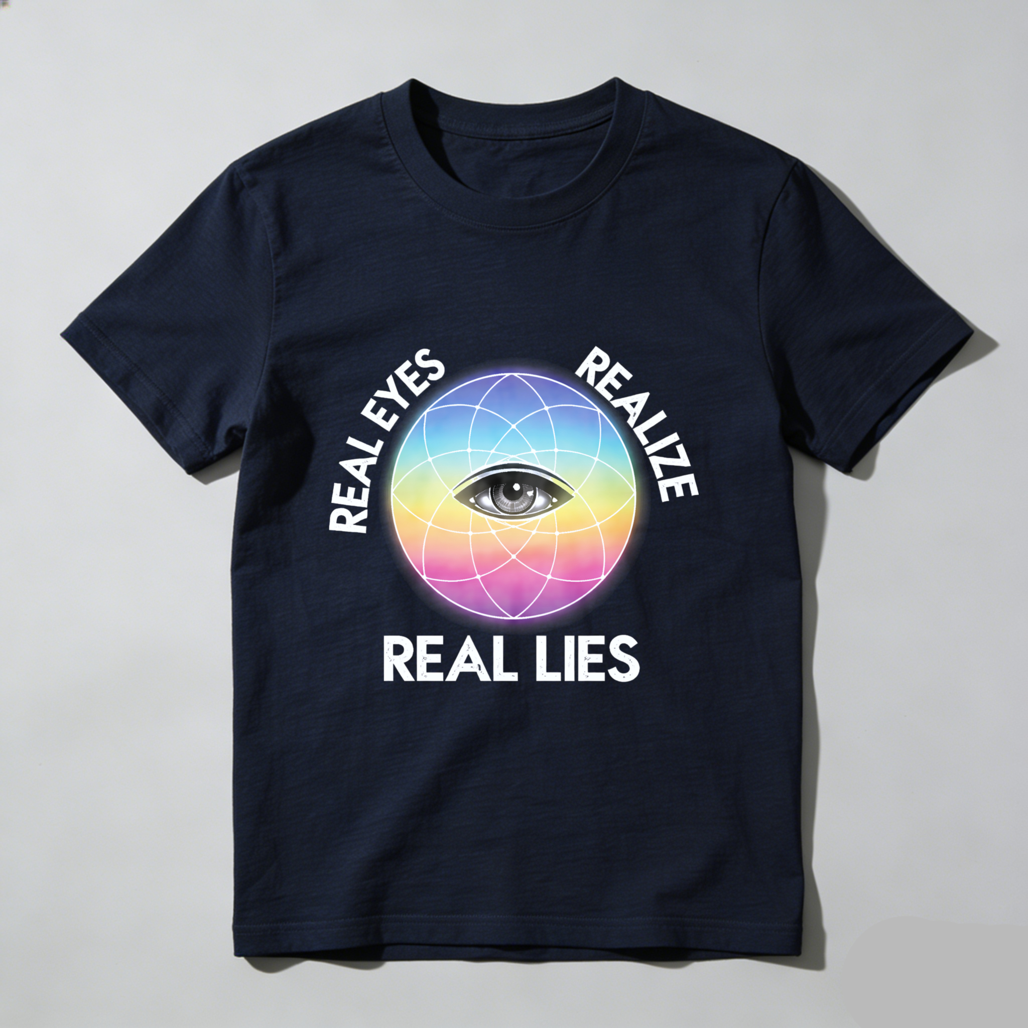 TEECURENT  Real Eyes Realize Real Lies Eye Globe Pattern TEECURENT