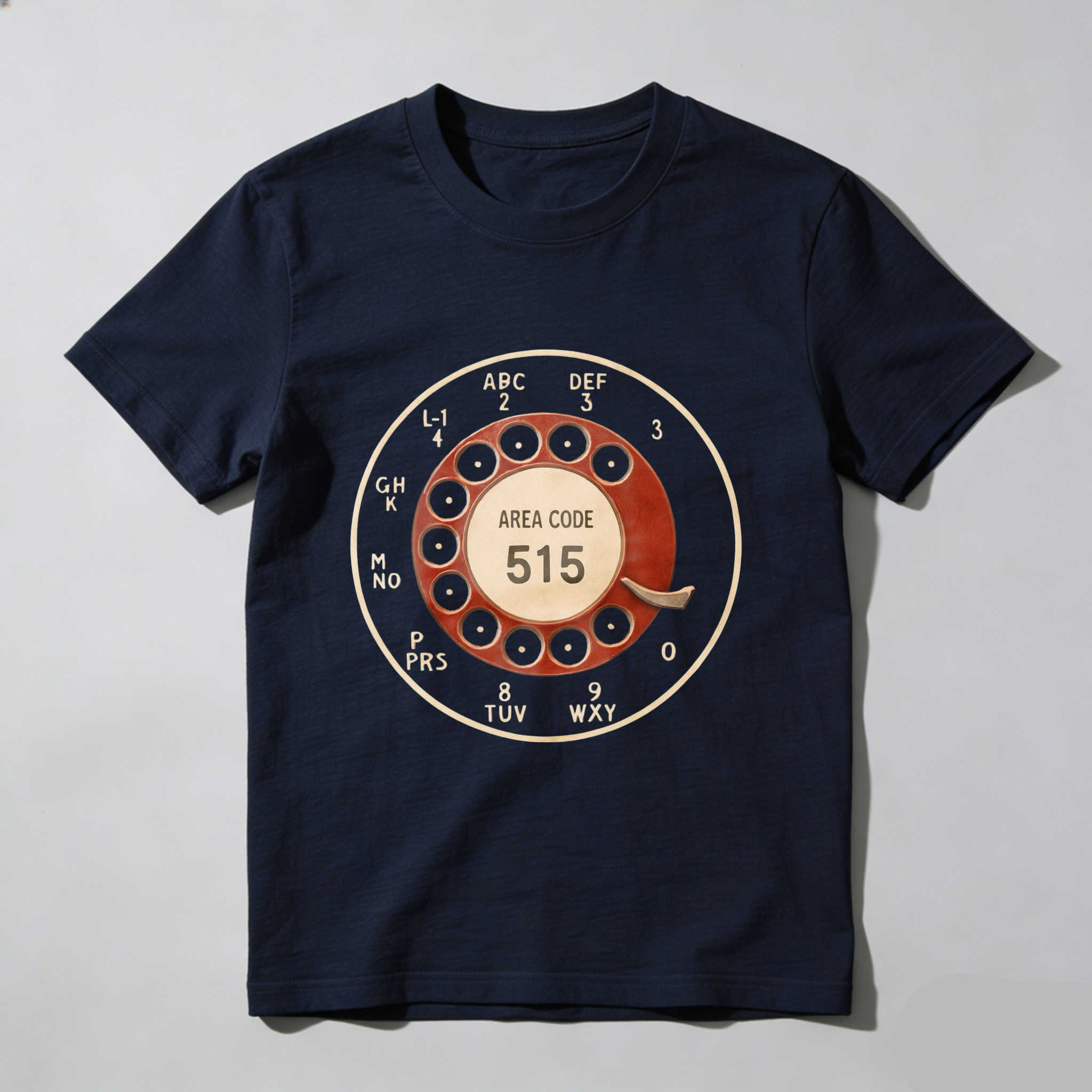 Area Code 515 Rotary Dial Phone T-Shirt Made In Usa