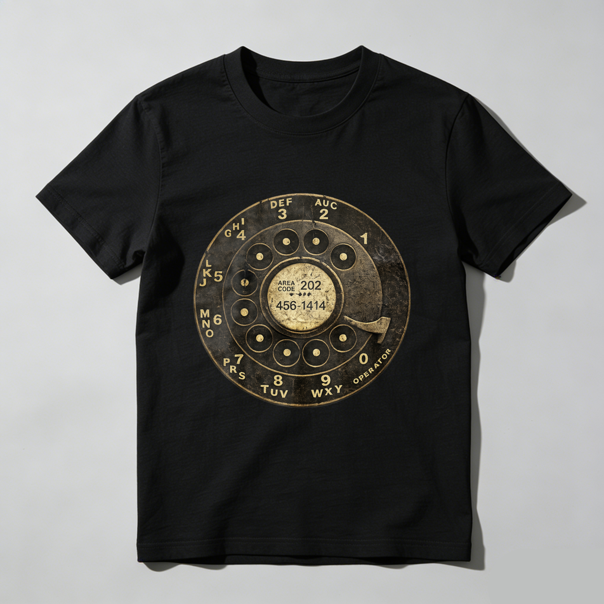 Vintage Rotary Phone Dial Design T-Shirt Made In Usa Classic Retro Telephone Graphic Black Cotton Shirt Unisex Casual Wear