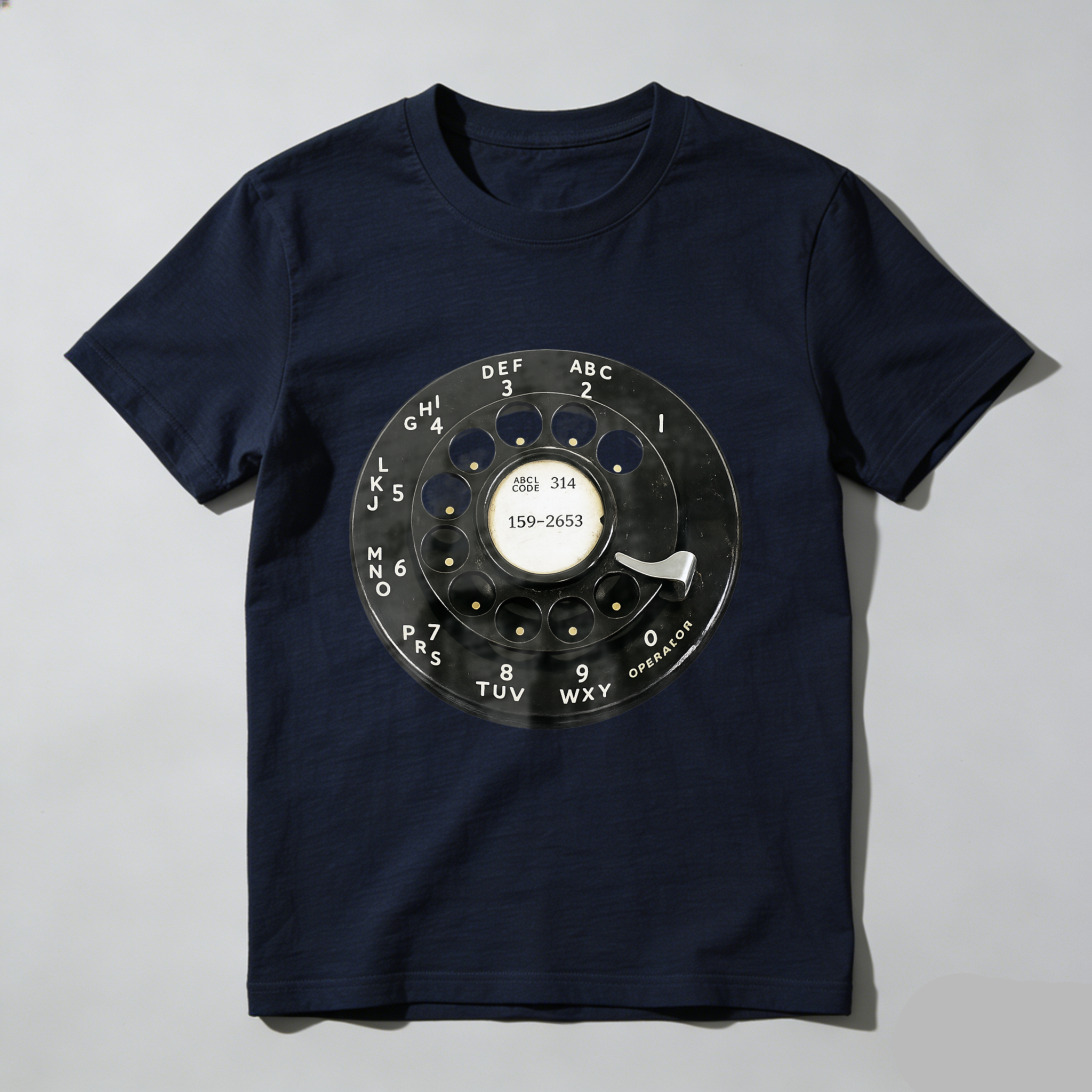 Vintage Rotary Phone Dial Design T Shirt Made In Usa Retro Telephone Graphic Unisex Black Tee