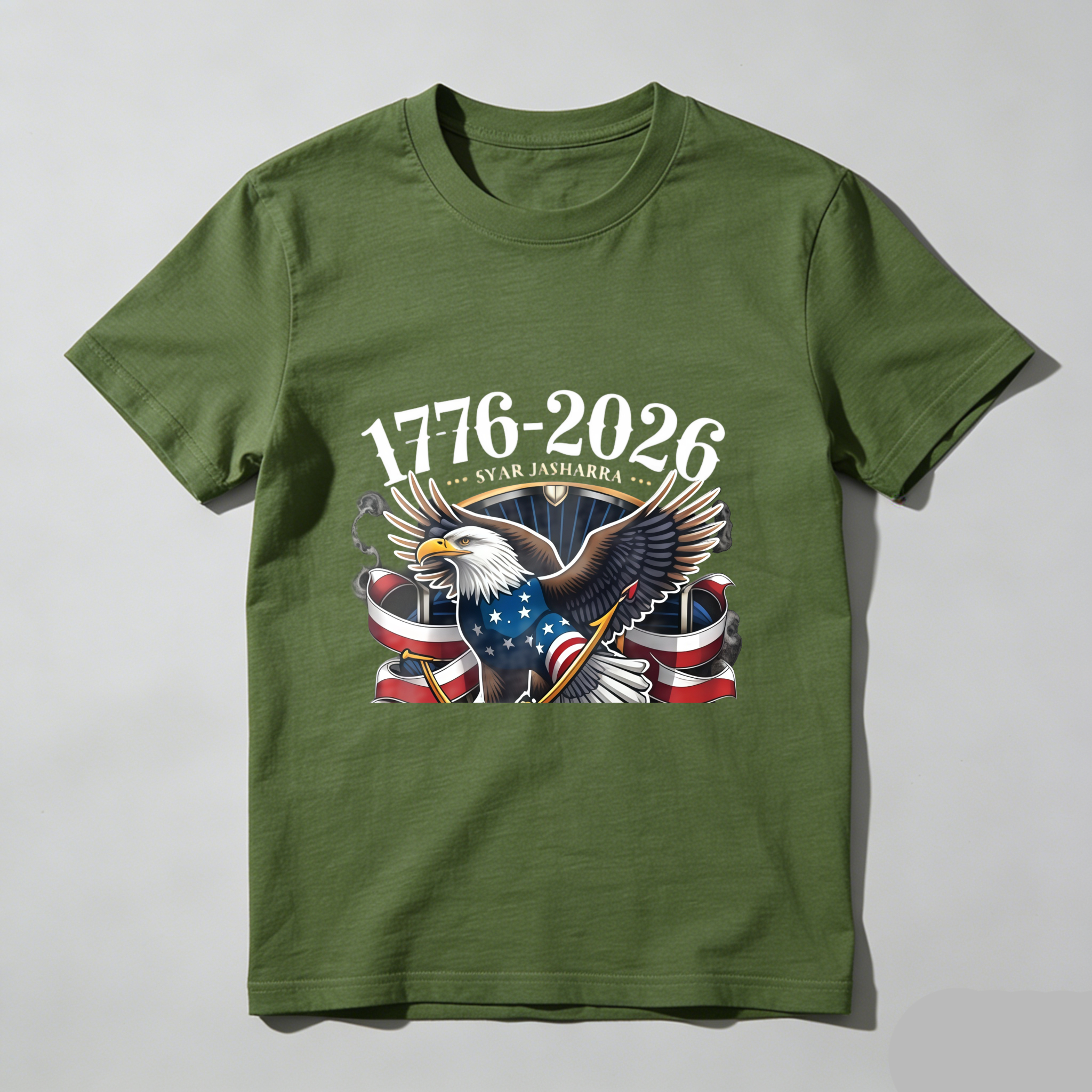 TEECURENT T-SHIRT  Eagle Flag Stars Stripes 1776 2026 America