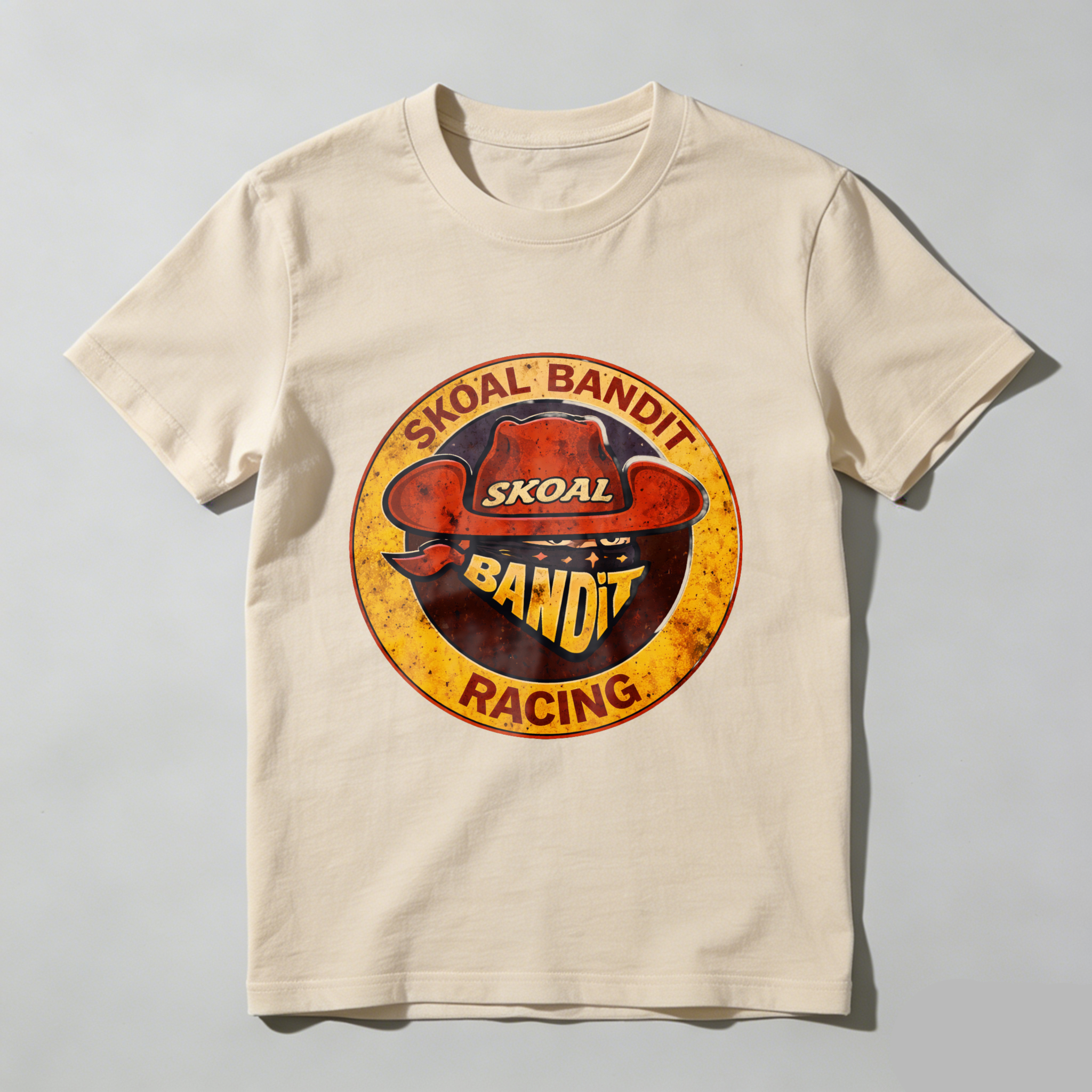 Skual Bandit Racing T Shirt Vintage Logo Design Black Cotton Men Women Unisex Casual Wear