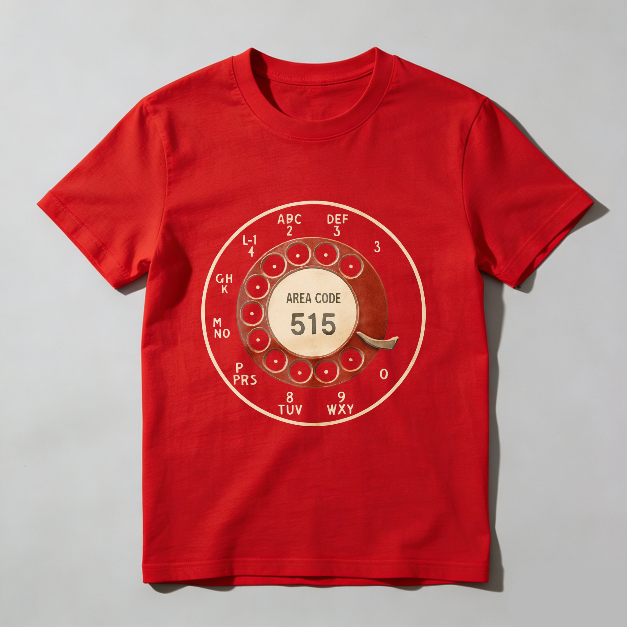 Area Code 515 Rotary Dial Phone T-Shirt Made In Usa