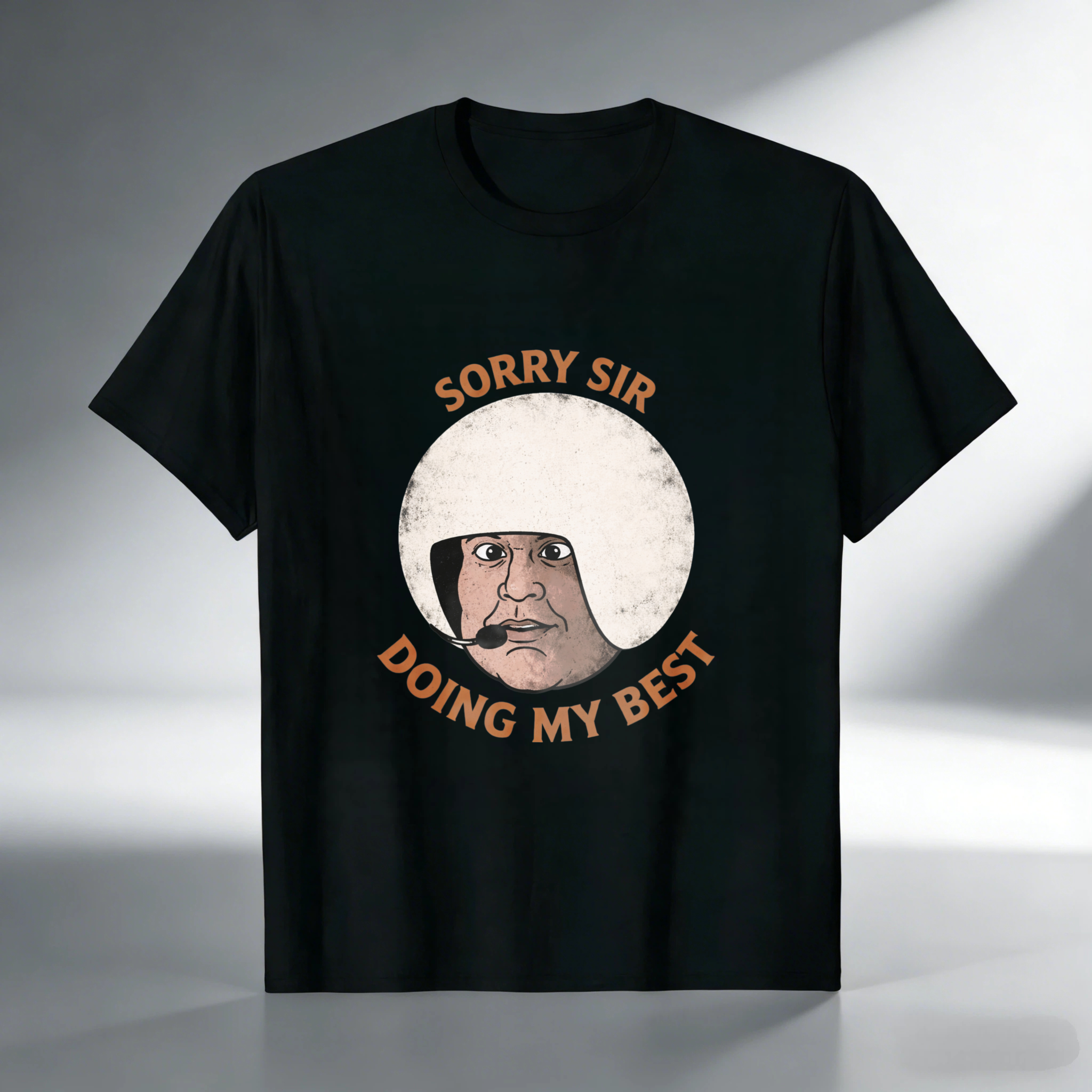 TEECURENT Sorry Sir Doing My Best T-Shirt Funny Humor Shirt With Cartoon Face Design For Men And Women