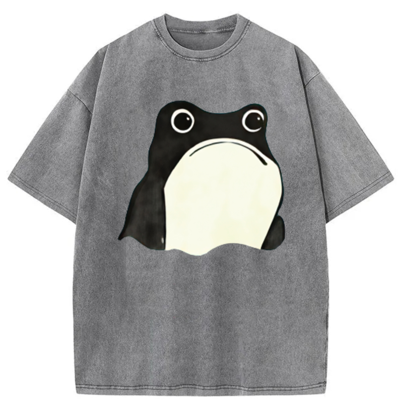 Frog Face Print On Dark Shirt tshirt 100% cotton