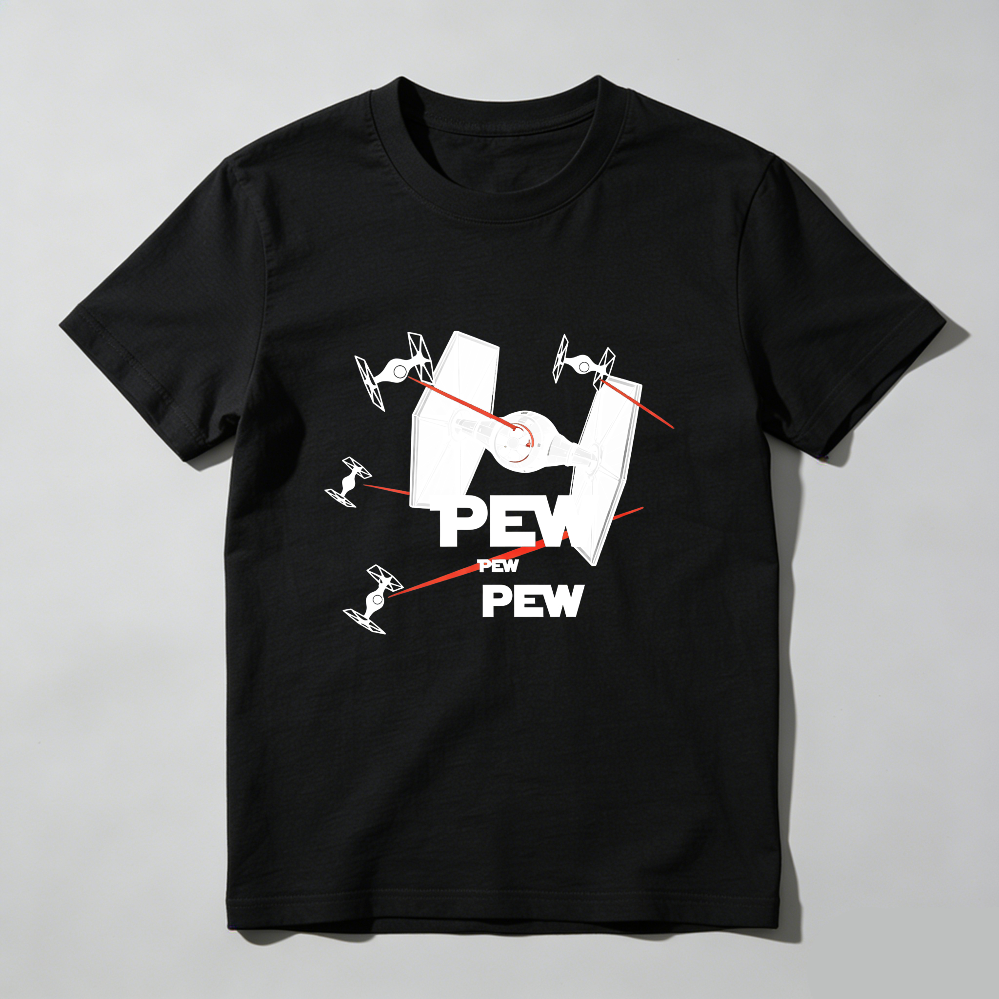 TEECURENT Star Wars Fighter Pew Pew Pure Cotton Short Sleeve T Shirt-TeeCurent