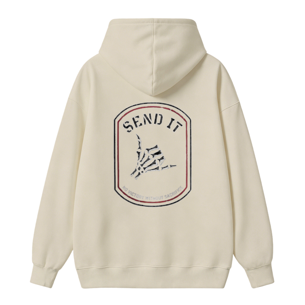 Send It Skeleton Hand Patch No Victory Without Sacrifice Graphic Unisex Classic Hoodie