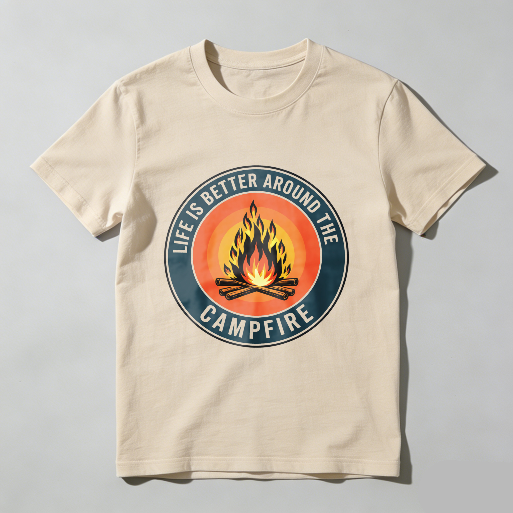 TEECURENT Life Is Better Around The Campfire Outdoor Camping T-Shirt Adventure Nature Flame Design Graphic Tee WOMEN
