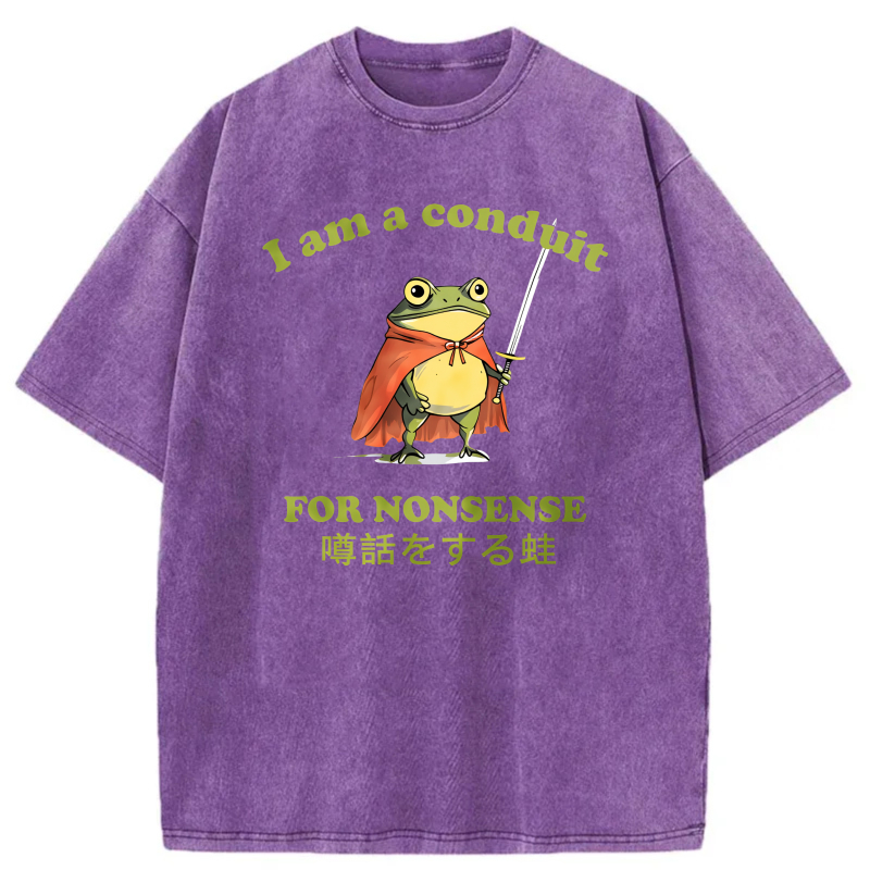 Frog With Sword And Cape Saying I Am A Conduit For Nonsense tshirt 100% cotton