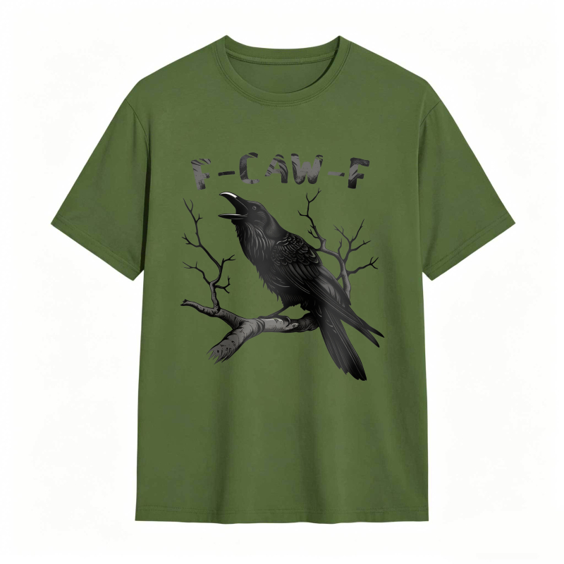 Crow On Branch With F Caw F Text Unisex Classic T-shirt