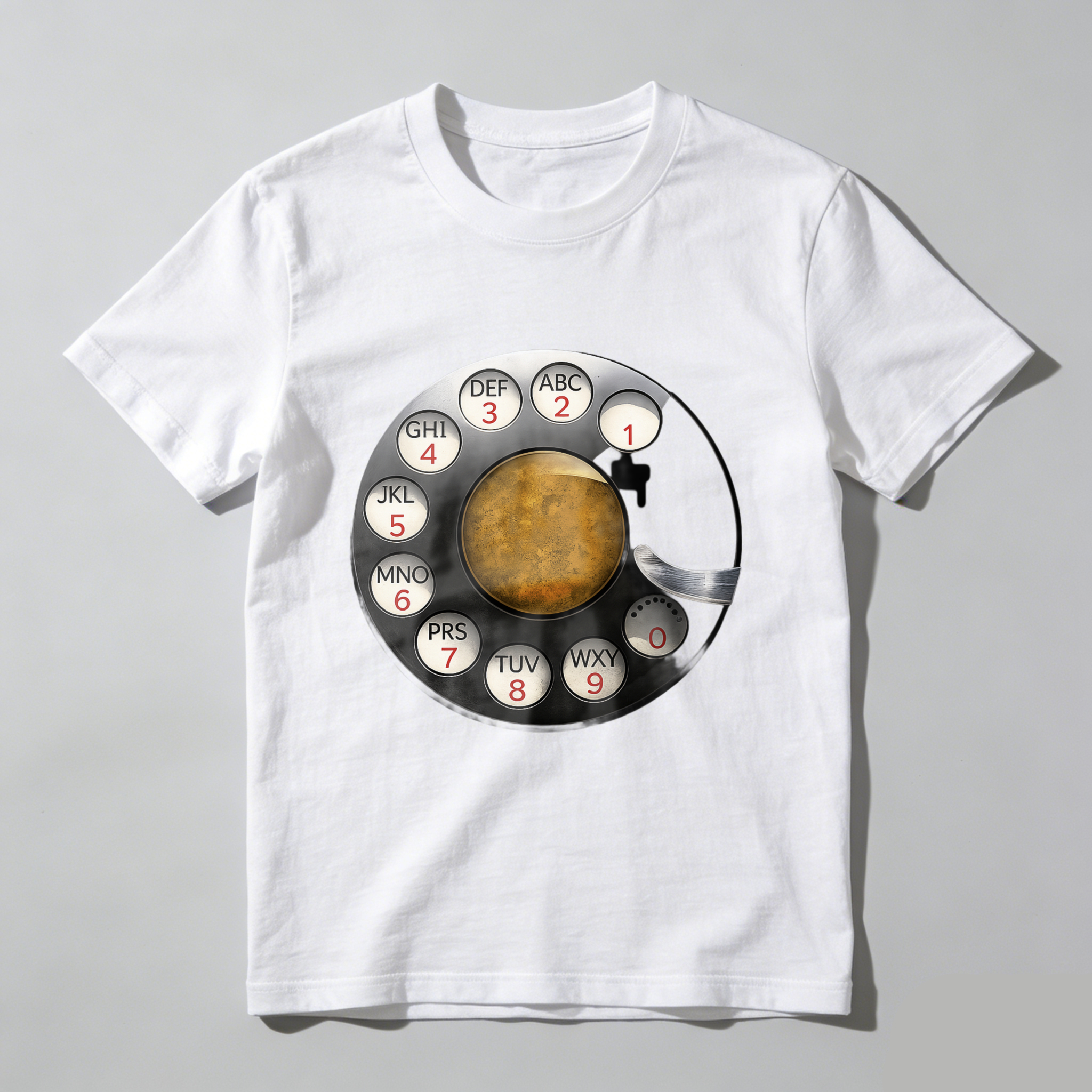Retro Rotary Phone Dial Design Black T-Shirt Made In Usa