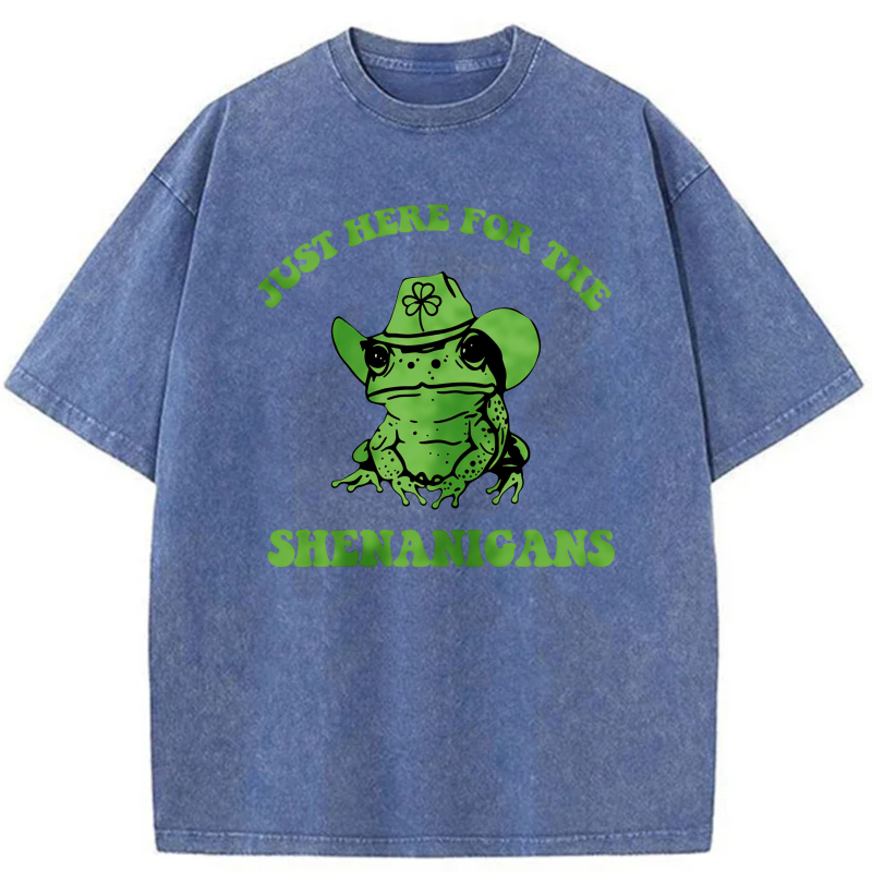 Just Here For The Shenanigans Frog tshirt 100% cotton