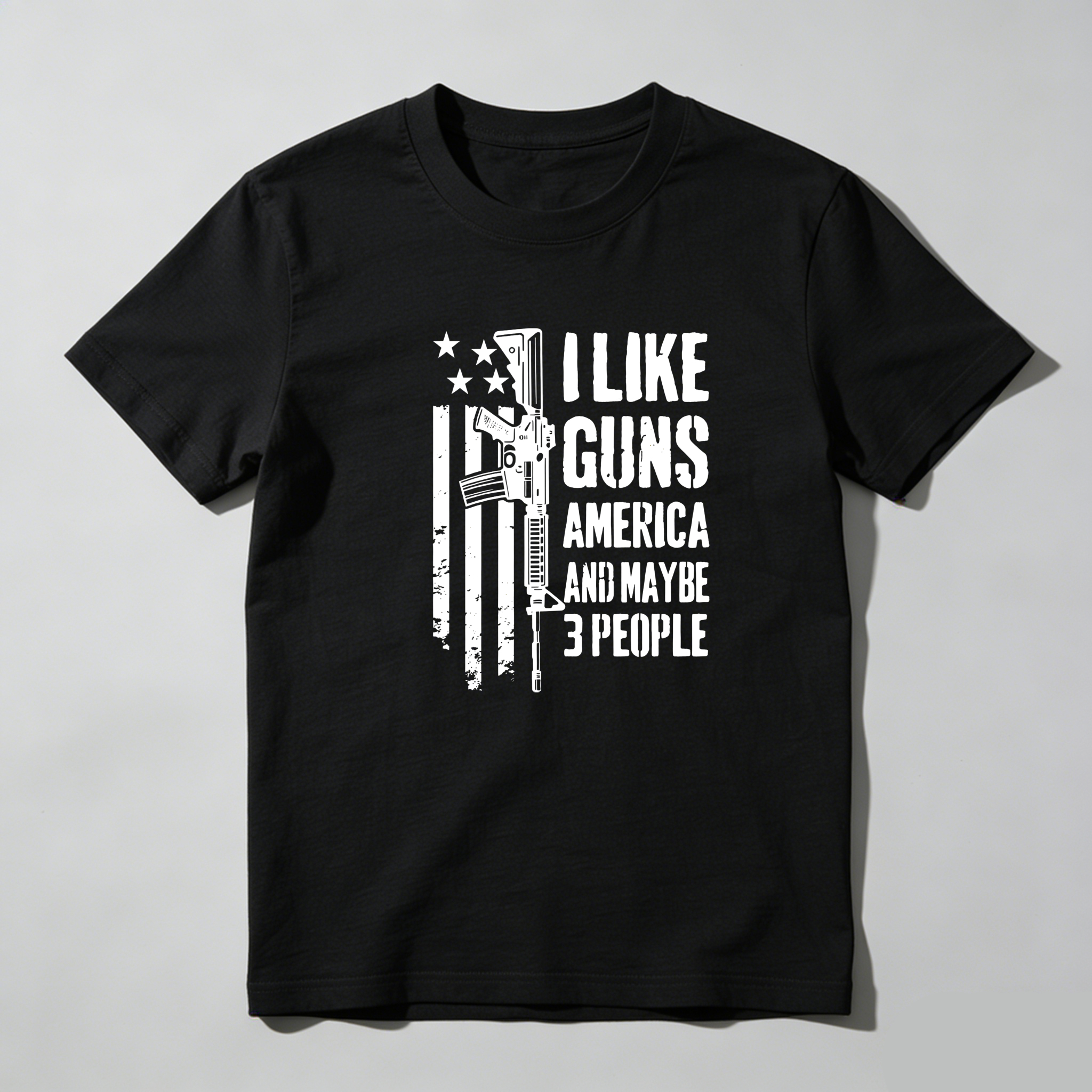 TEECURENT I Like Guns America And Maybe 3 People Pure Cotton Short Sleeve T Shirt-TeeCurent