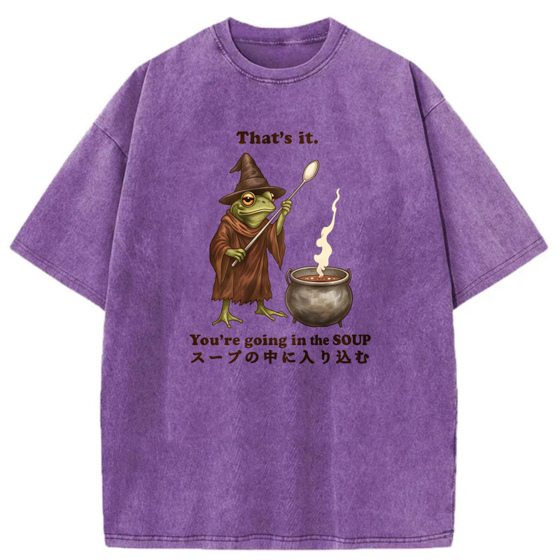 Frog Wizard Soup Cauldron Spoon Magic Spell Pot tshirt 100% cotton