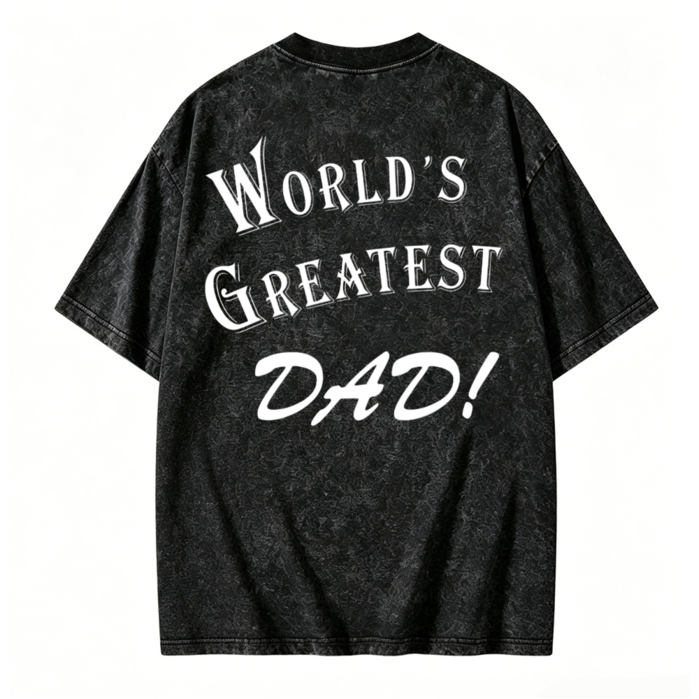 Worlds Greatest Dad Printed Washed T-shirt