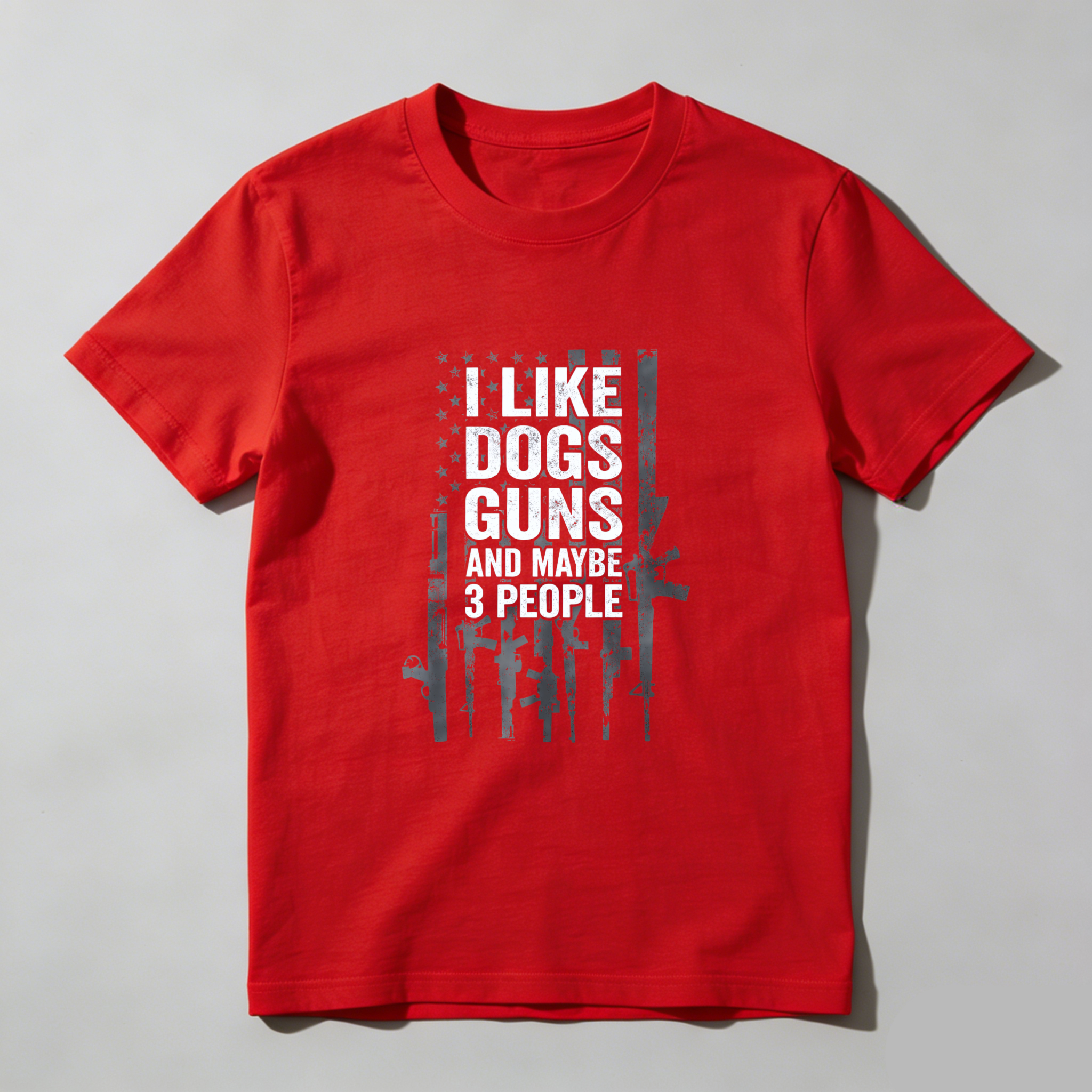 TEECURENT I Like Dogs Guns And Maybe 3 People T Shirt Men Women Black Graphic Tee Gun Lover Dog Owner Funny Statement Shirt