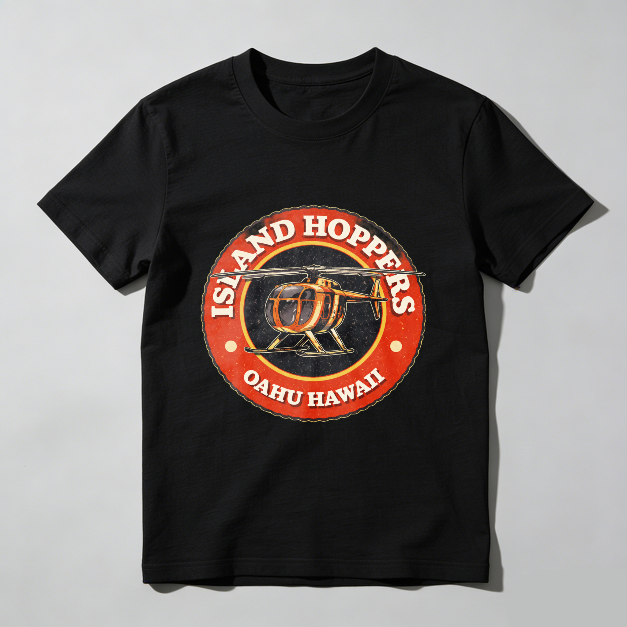 Island Hoppers Oahu Hawaii Helicopter Tour T Shirt Black Men Women Unisex Casual Wear Gift For Travelers And Adventure Lovers