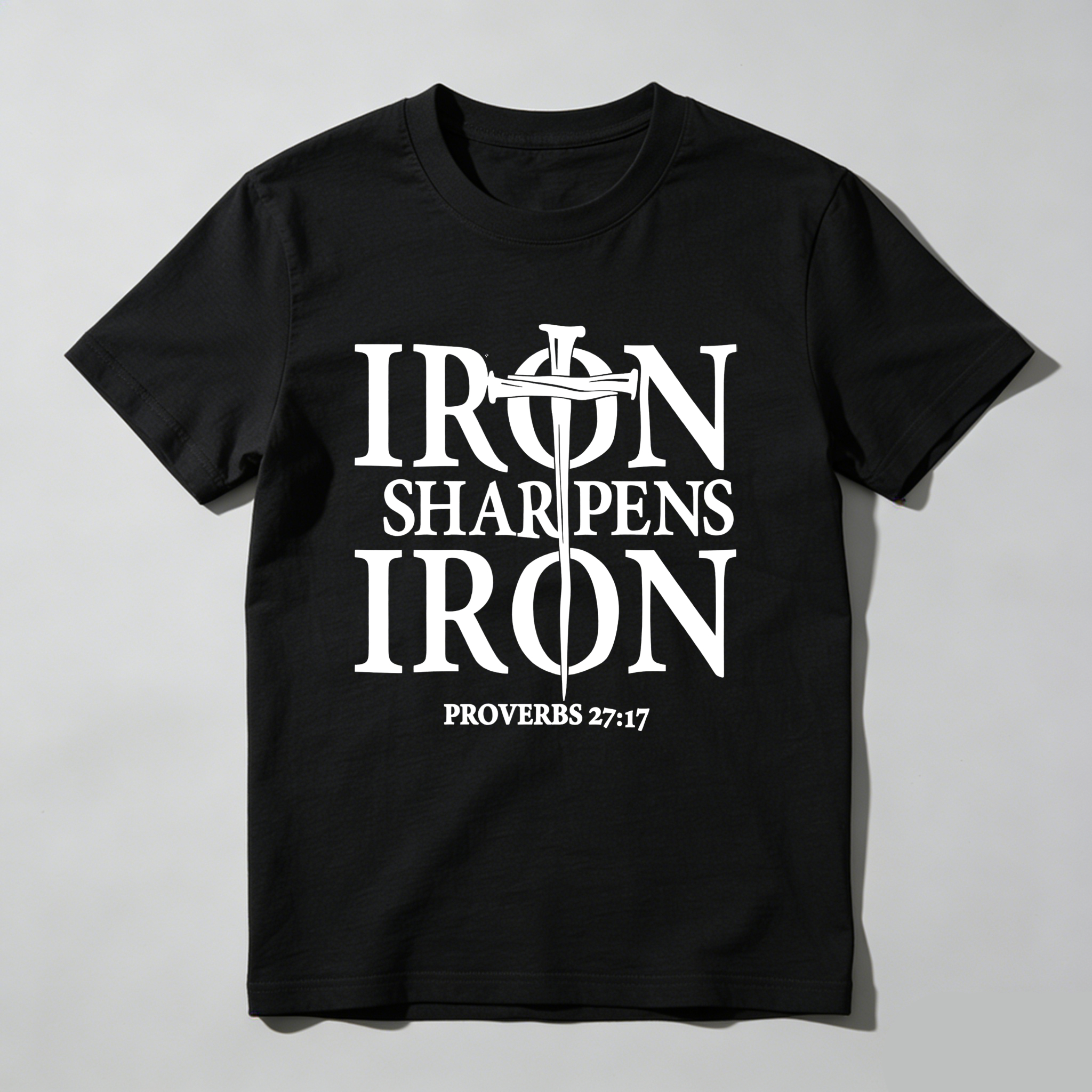 TEECURENT Iron Sharpens Iron Proverbs 2717 Pure Cotton Short Sleeve T Shirt-TeeCurent