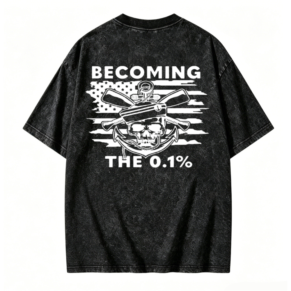 Becoming The 0.1 Percent Skull And Crossed Bats Graphic Washed T-shirt