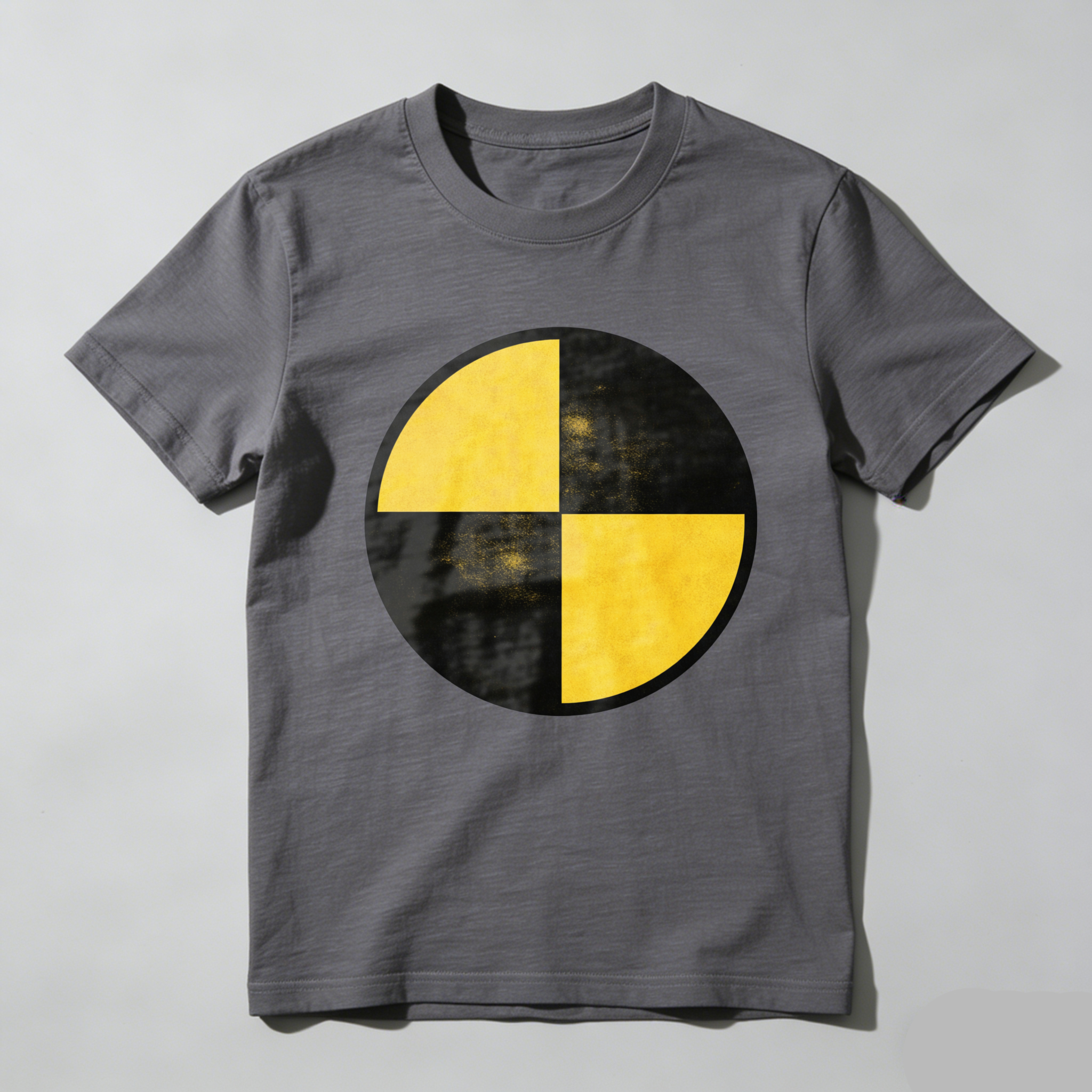 Black T-Shirt With Yellow And Black Circle Design Minimalist Art Graphic Tee Men Women Unisex Casual Wear