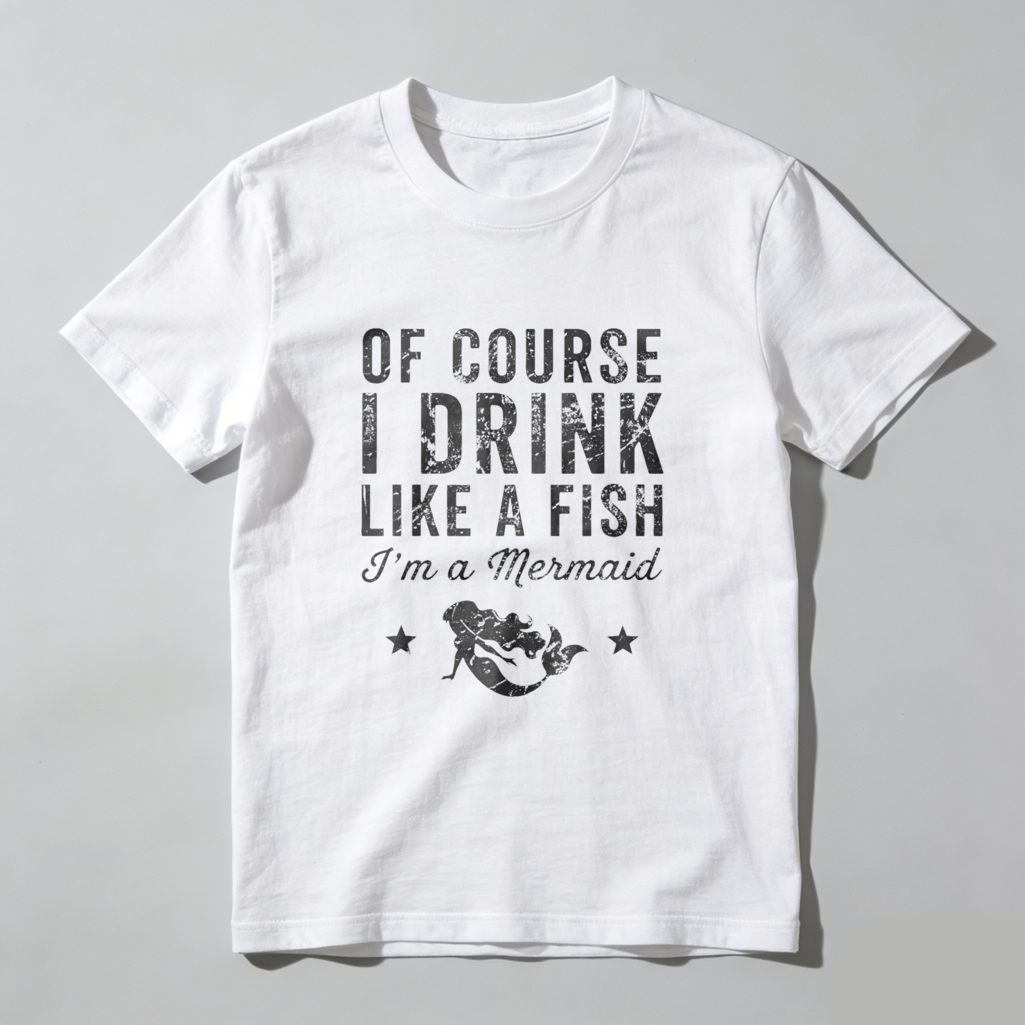 TEECURENT Of Course I Drink Like A Fish Im A Mermaid T Shirt Funny Mermaid Saying Shirt For Women Men Casual Summer Top WOMEN