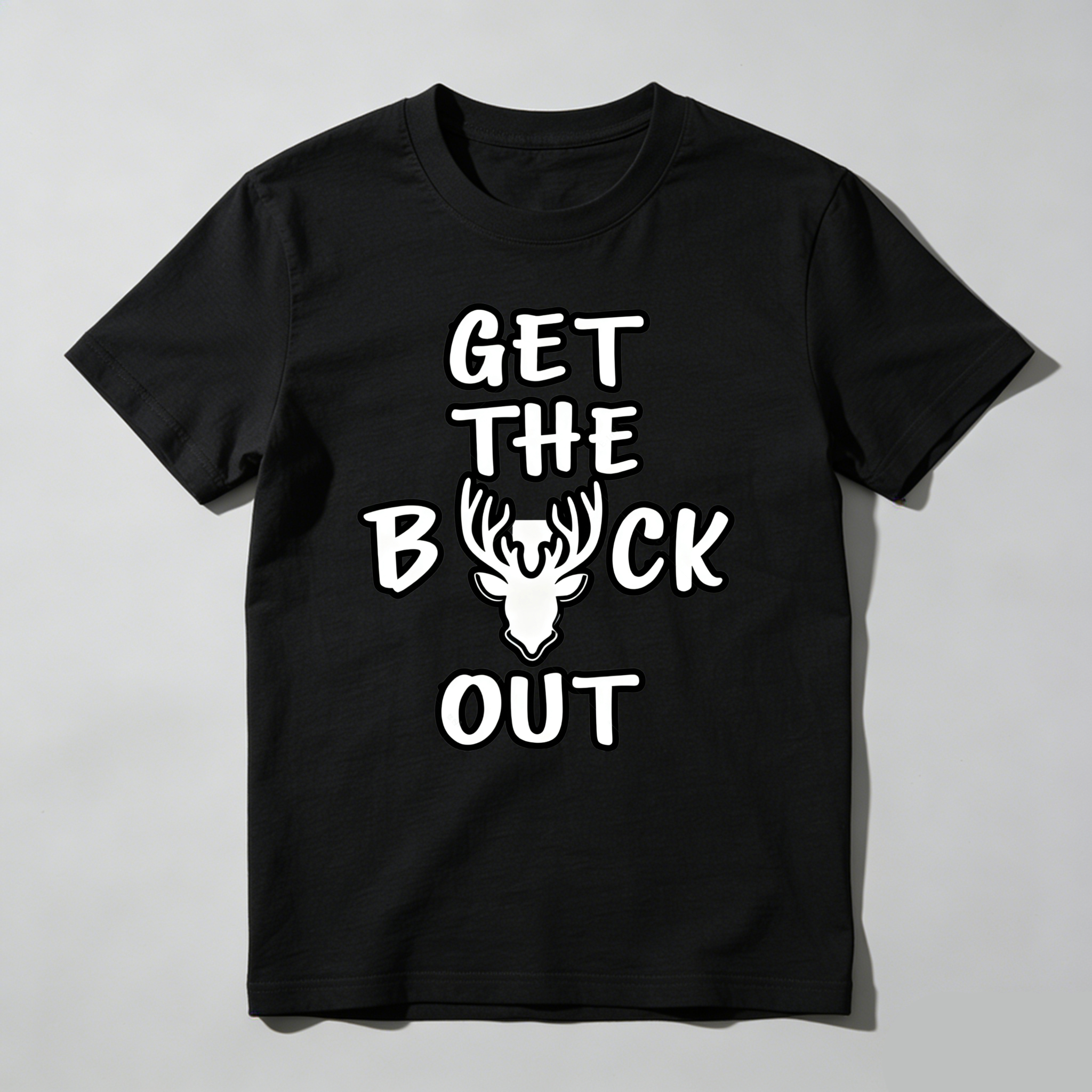 TEECURENT Get The Buck Out Pure Cotton Short Sleeve T Shirt-TeeCurent