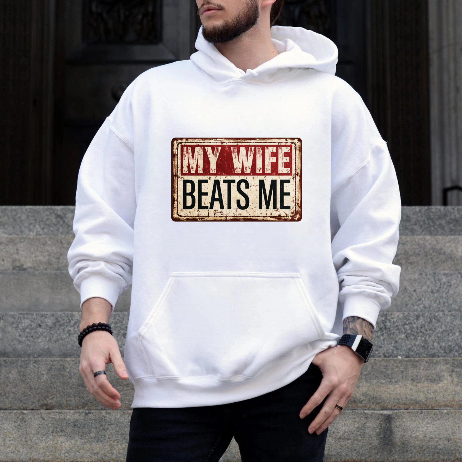 TEECURENT Gildan My Wife Beats Me Hoodie Funny Couple Shirt For Men Women Gift Sweatshirt Casual Wear