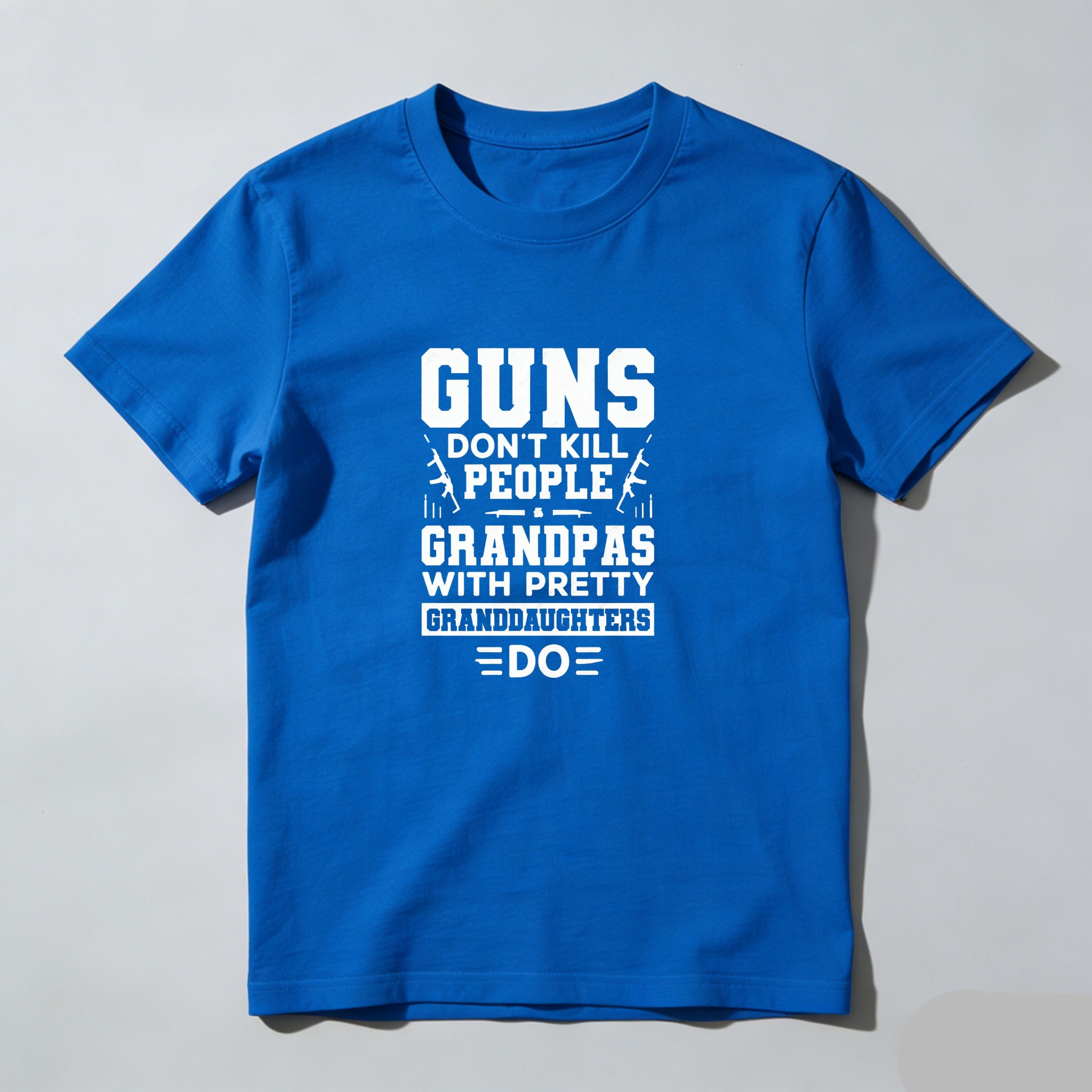 TEECURENT Guns Dont Kill People Grandpas With Pretty Granddaughters Do Pure Cotton Short Sleeve T Shirt-TeeCurent