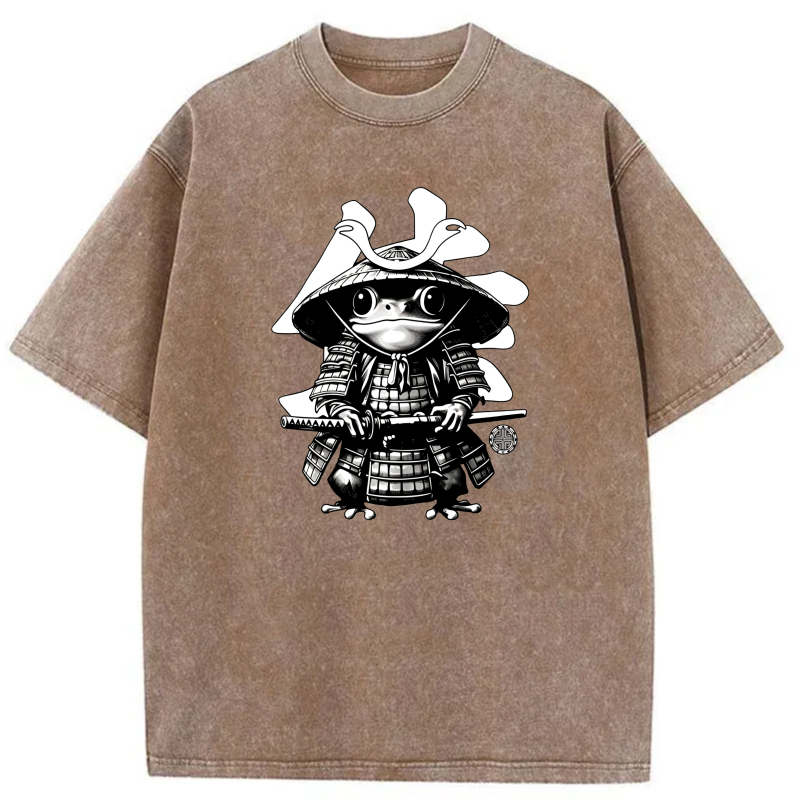 Samurai Frog With Hat And Sword tshirt 100% cotton