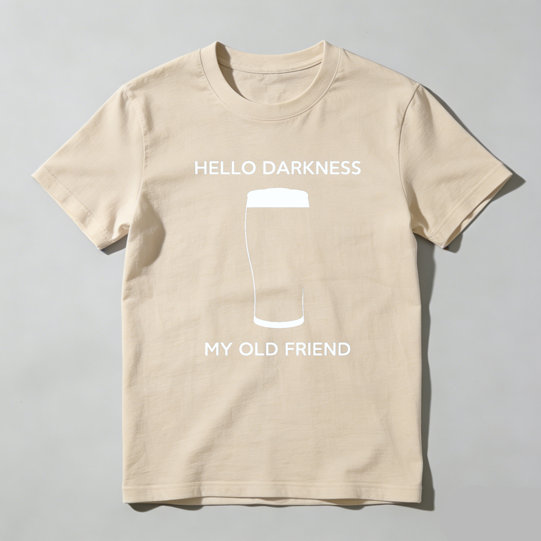 TEECURENTHello Darkness My Old Friend Beer Glass T Shirt Black Humor Funny Quote Men Women Casual Top-TeeCurent