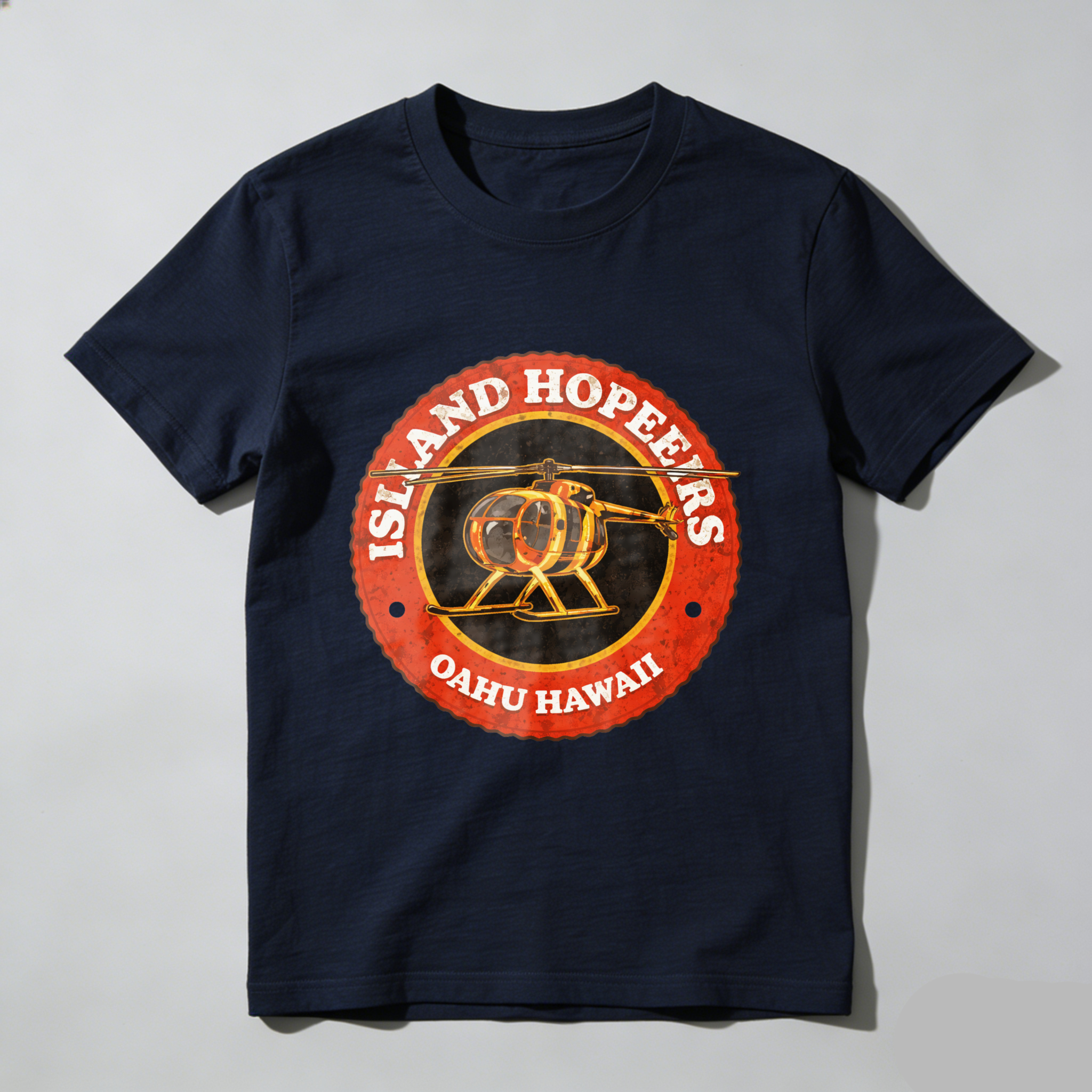 Island Hoppers Oahu Hawaii Helicopter Tour T-Shirt Black