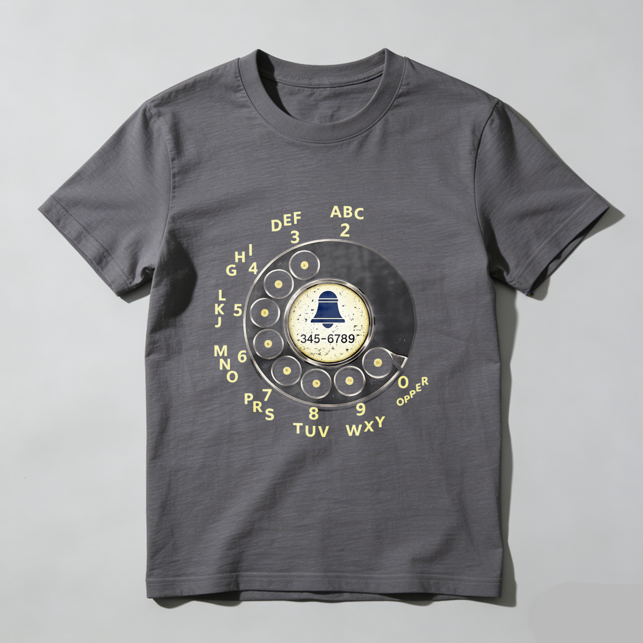 Vintage Rotary Dial Phone T-Shirt Made In Usa Classic Telephone Design Black Cotton Shirt Retro Communication Style Unisex Apparel
