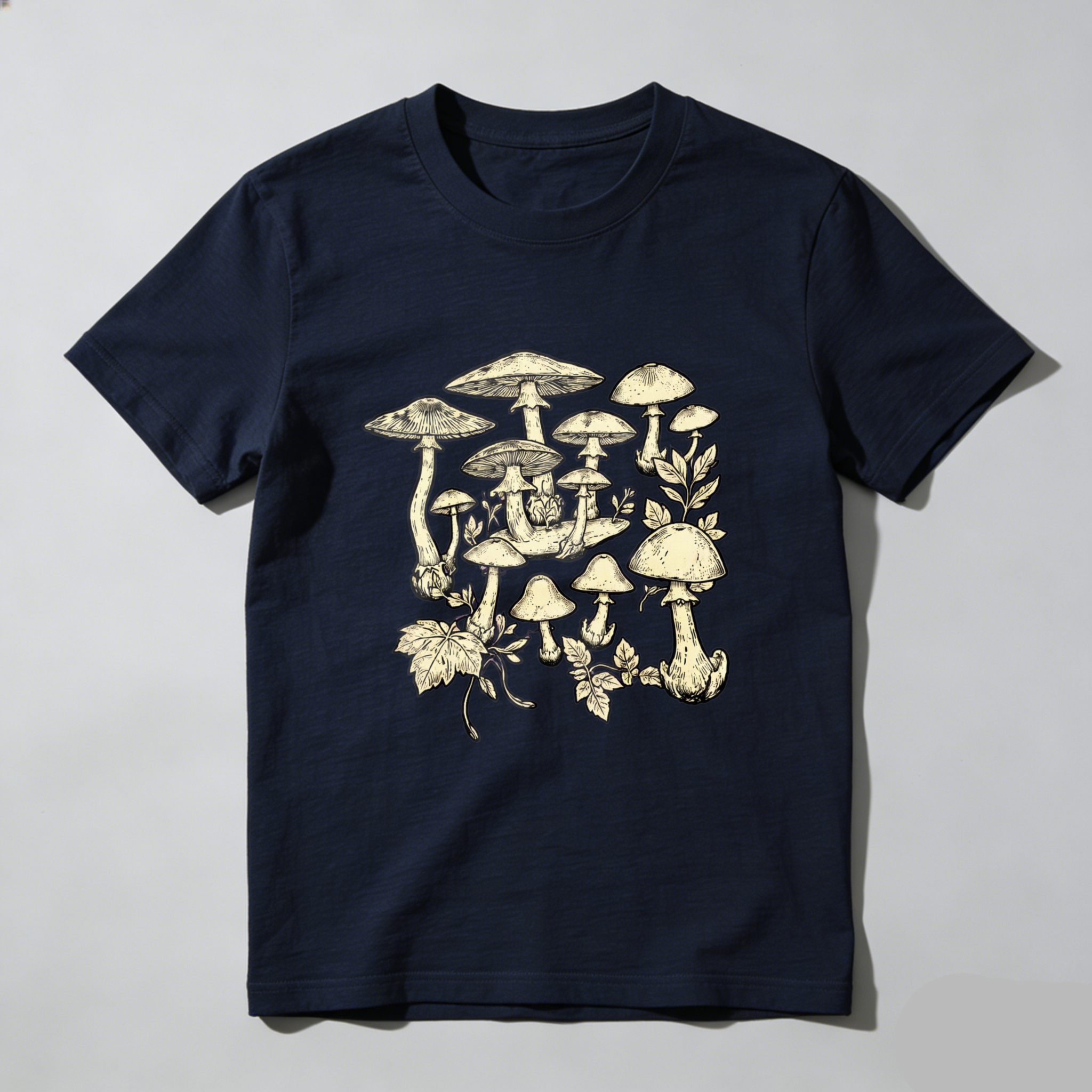 TEECURENT Mushroom Forest Botanical Design T-Shirt Nature Inspired Graphic Tee For Men And Women WOMEN