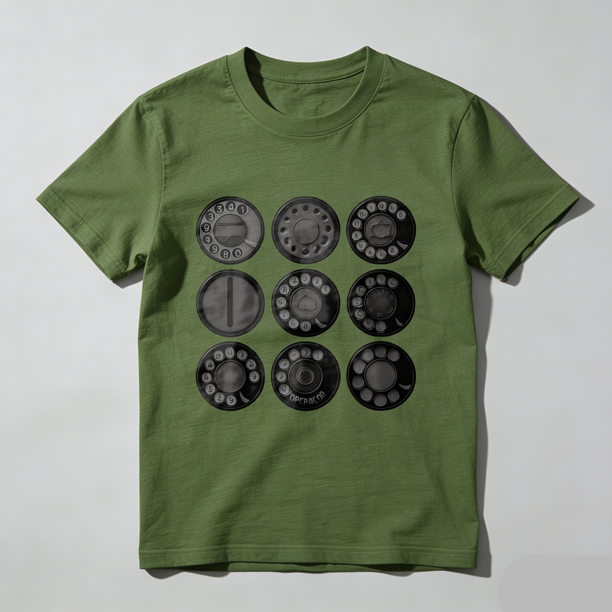 Made In Usa Black T Shirt With Nine White Circles Graphic Design Minimalist Style Unisex Casual Wear