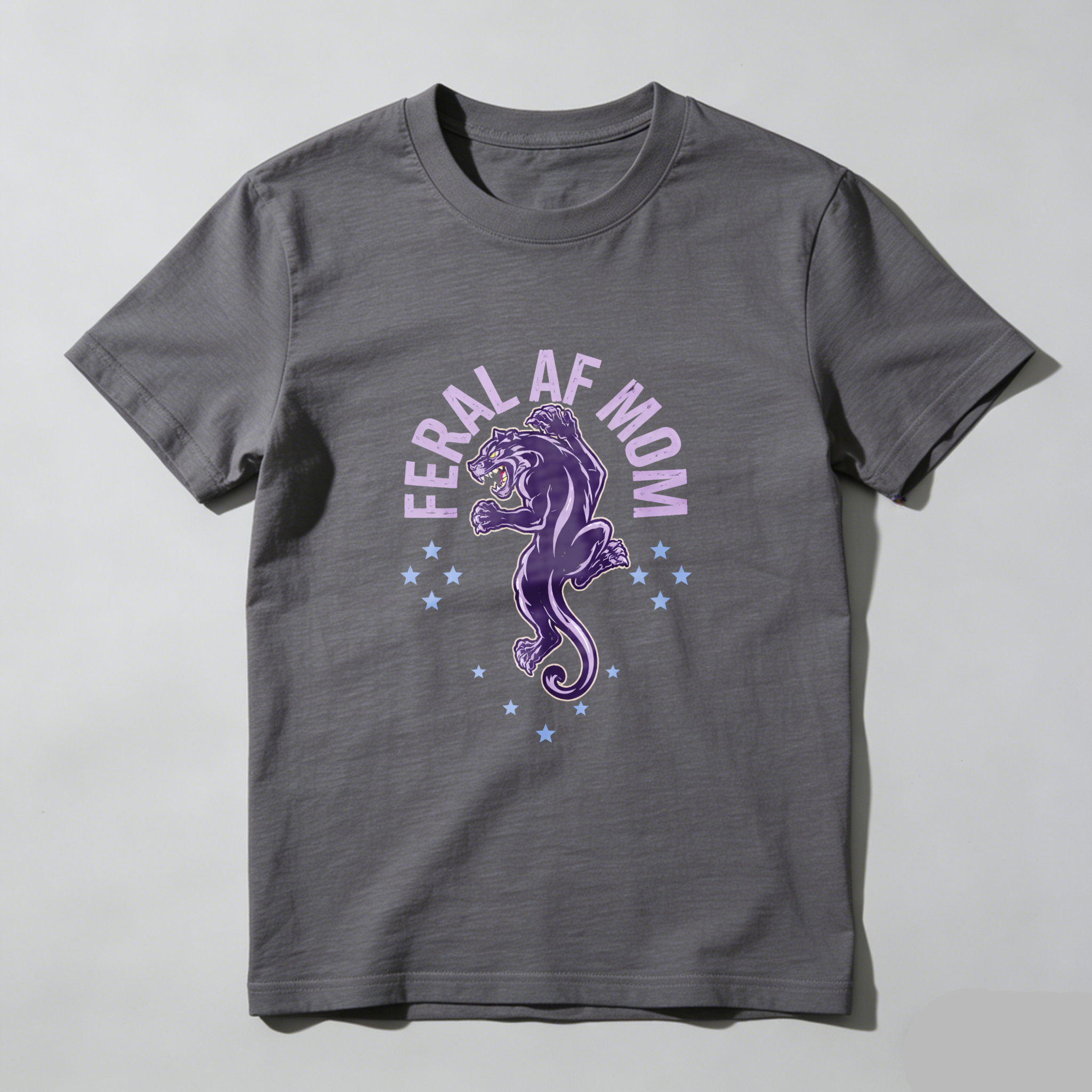 TEECURENT Feral Af Mom Panther Graphic T Shirt For Women And Men Black Purple Design Mother's Day Gift Idea WOMEN