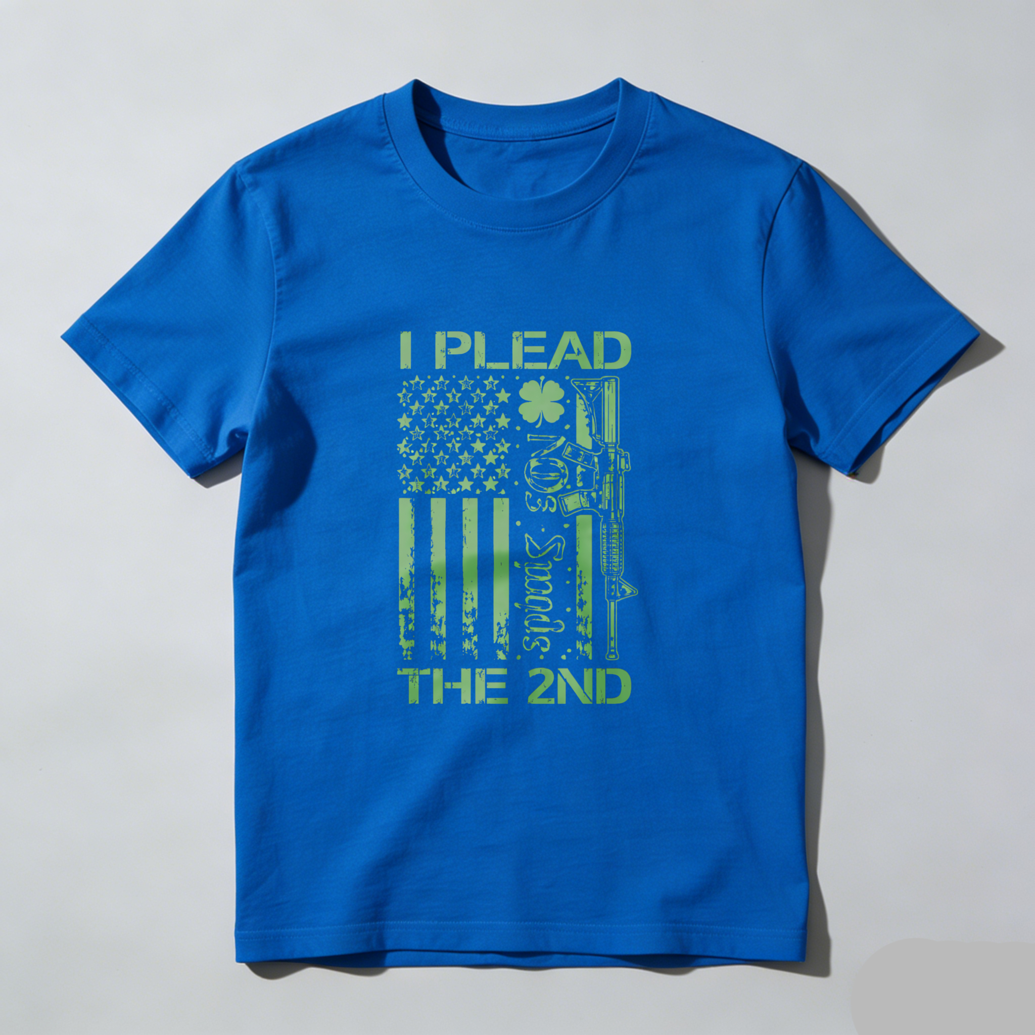 TEECURENT I Plead The 2nd Amendment Flag Gun T Shirt St Patrick's Day Green American Flag Design Men Women Apparel