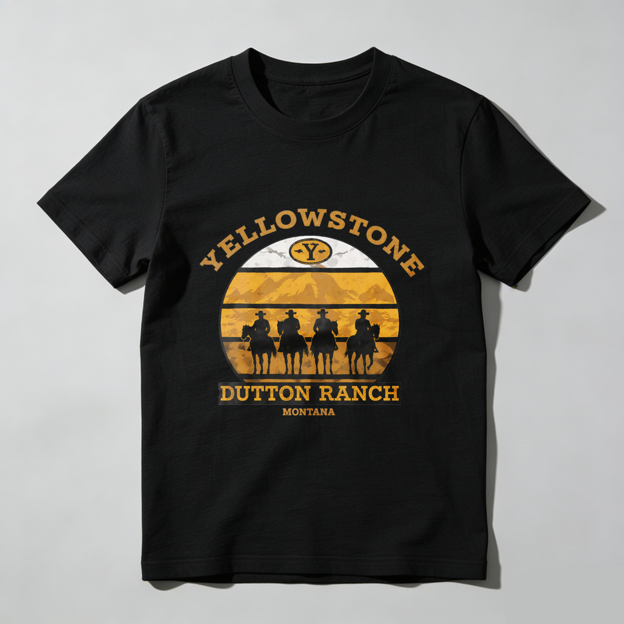 TEECURENT Yellowstone Dutton Ranch Montana Western Cowboy Horse Riding T-Shirt