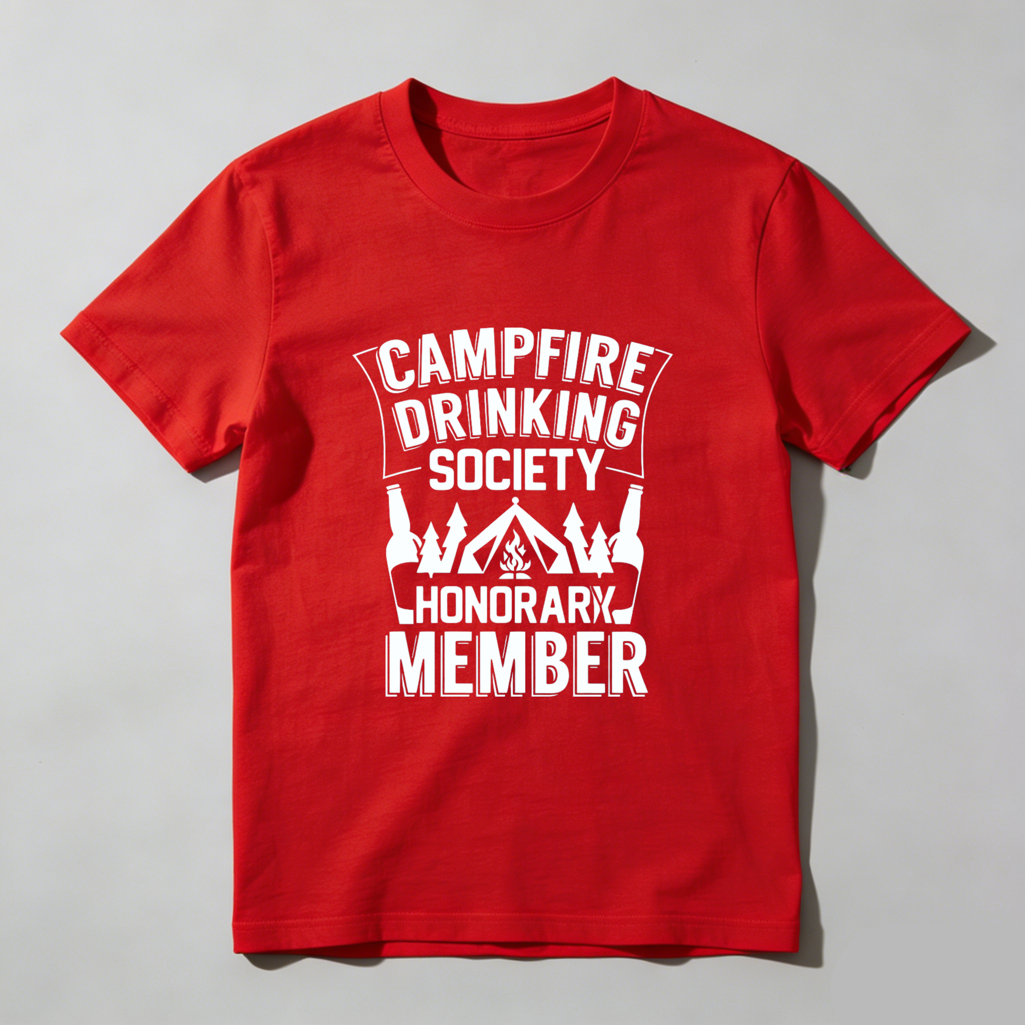 TEECURENT Campfire Drinking Society Honorary Member T-Shirt Outdoor Camping Beer Party Shirt Funny Gift For Men Women WOMEN