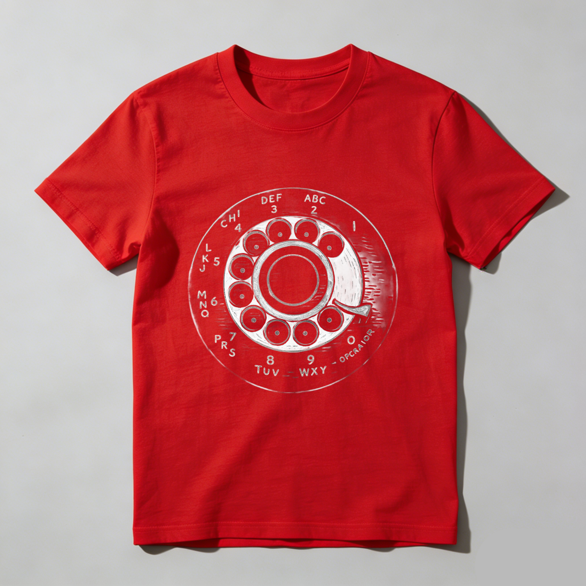 Vintage Rotary Phone Dial Design T Shirt Made In Usa Classic Retro Telephone Pattern Black Cotton Unisex Tee